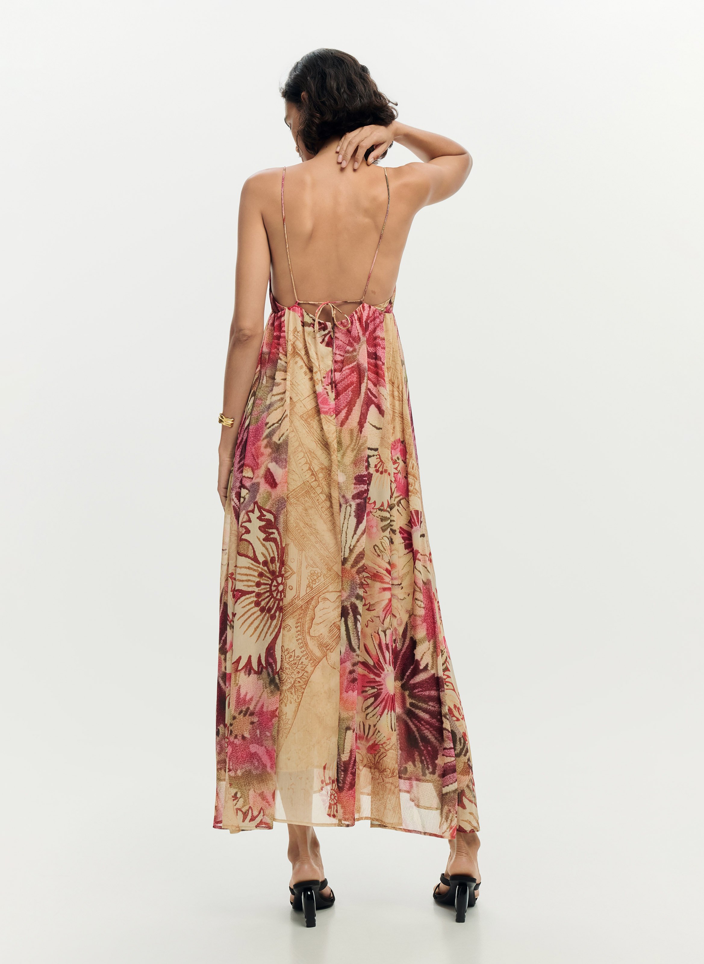 Robe ample imprimée col V DESIGUAL Rouge