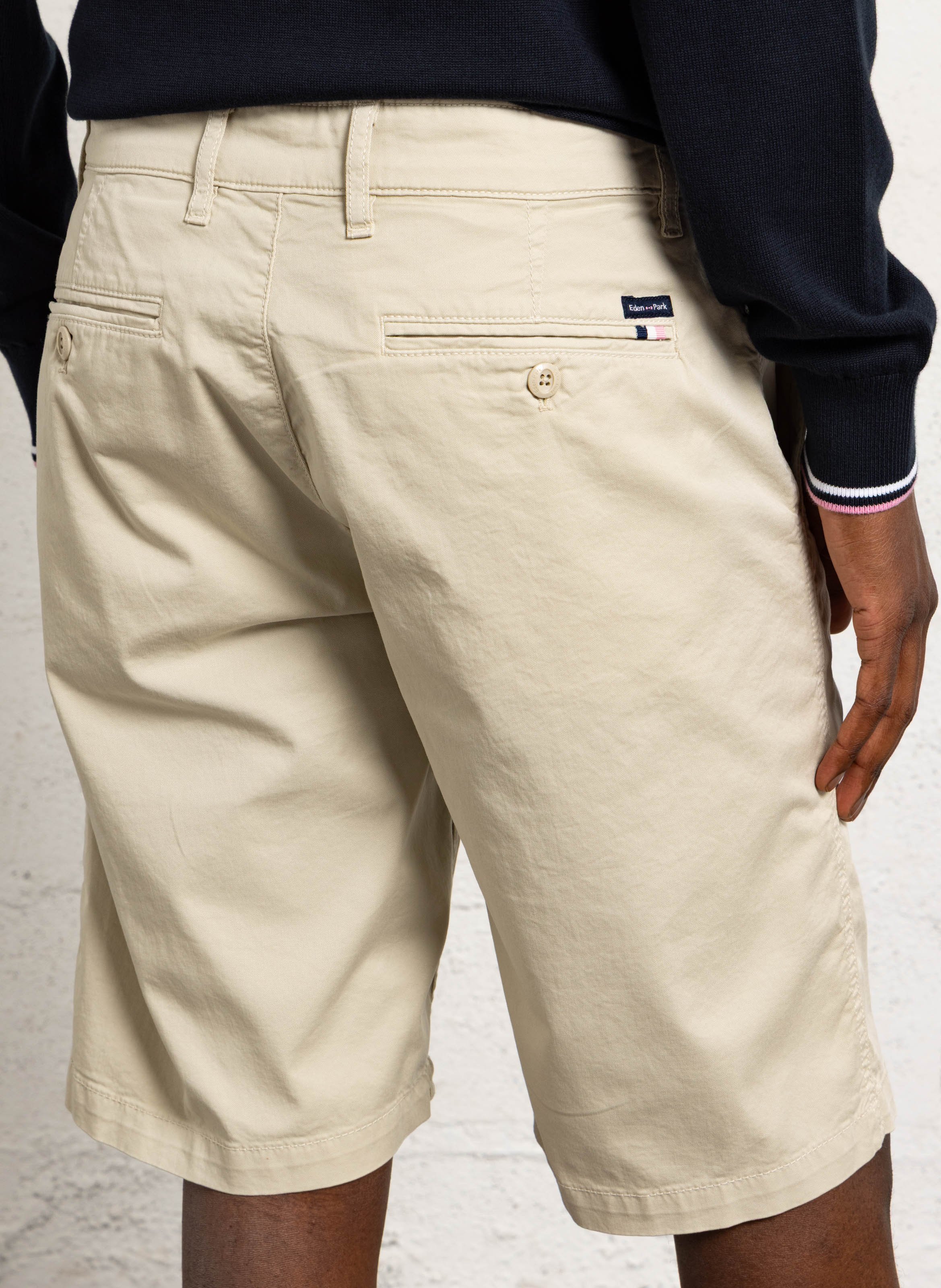 Straight-leg cotton-blend Bermuda shorts EDEN PARK Beige