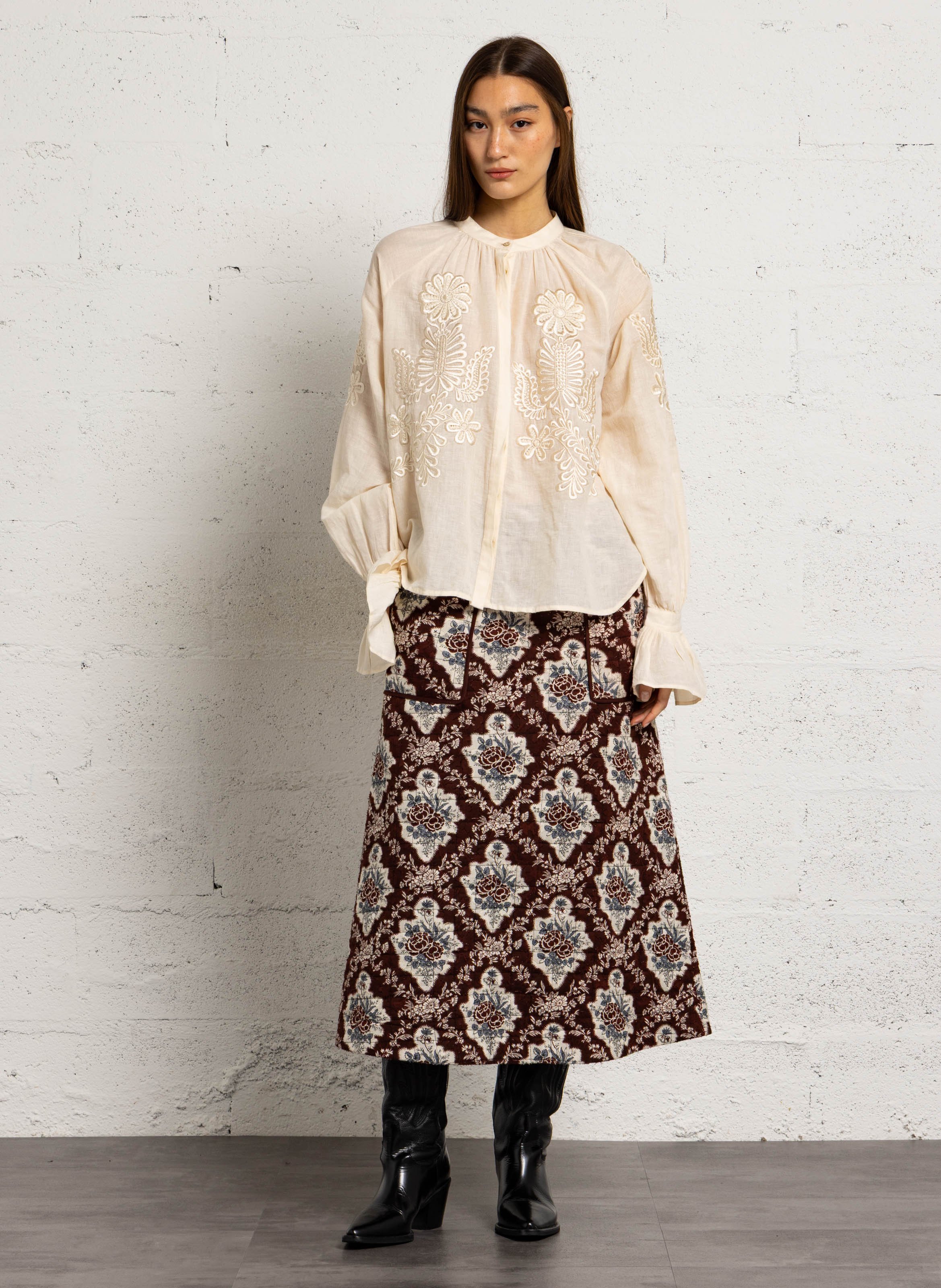 Gepolsterter Baumwollrock ANTIK BATIK Braun