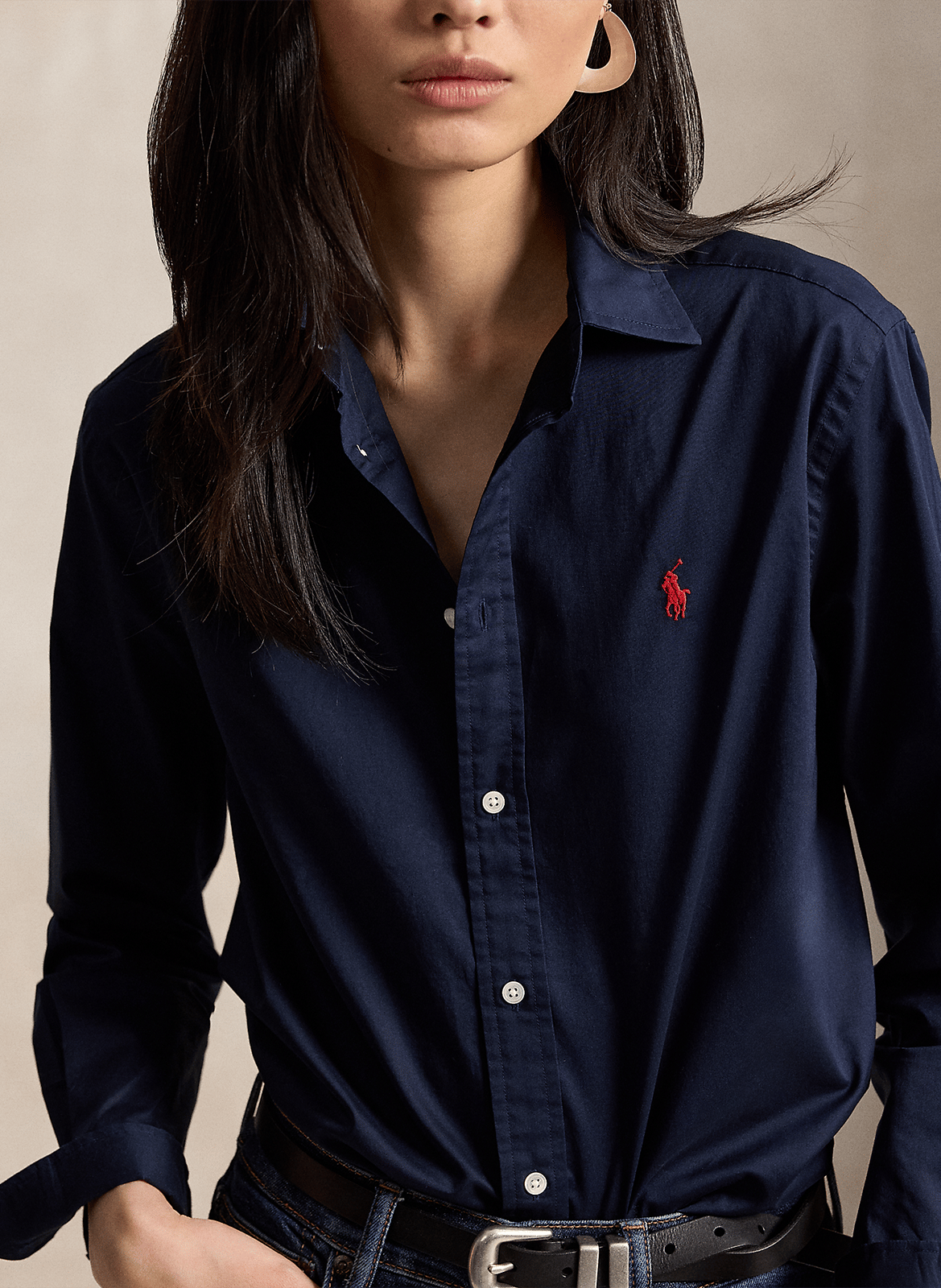 Chemise col classique manches contrastantes en coton POLO RALPH LAUREN Blue