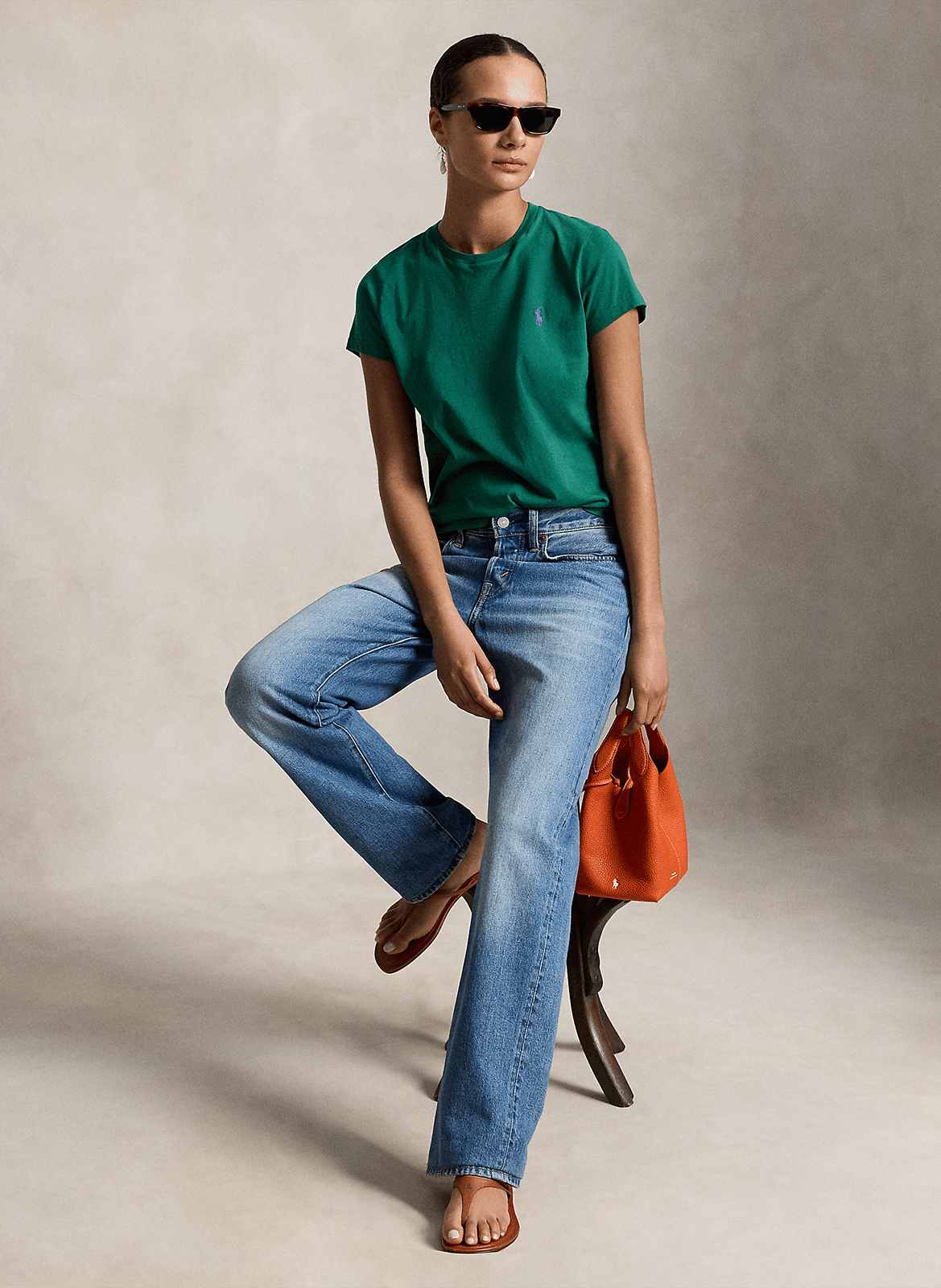 Short-sleeved plain t-shirt with logo POLO RALPH LAUREN Green