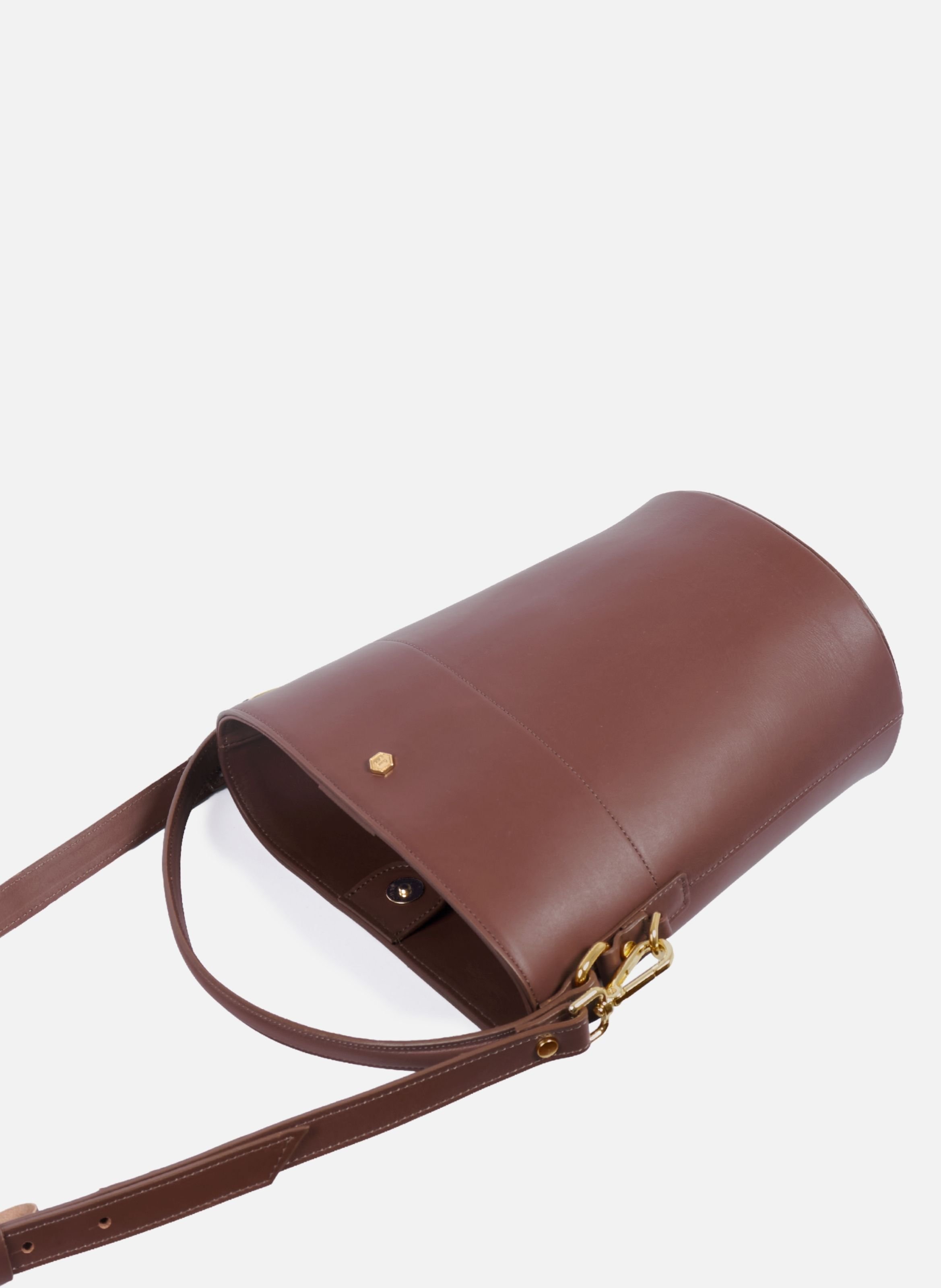 Margot bucket bag in leather JULES & JENN Brown