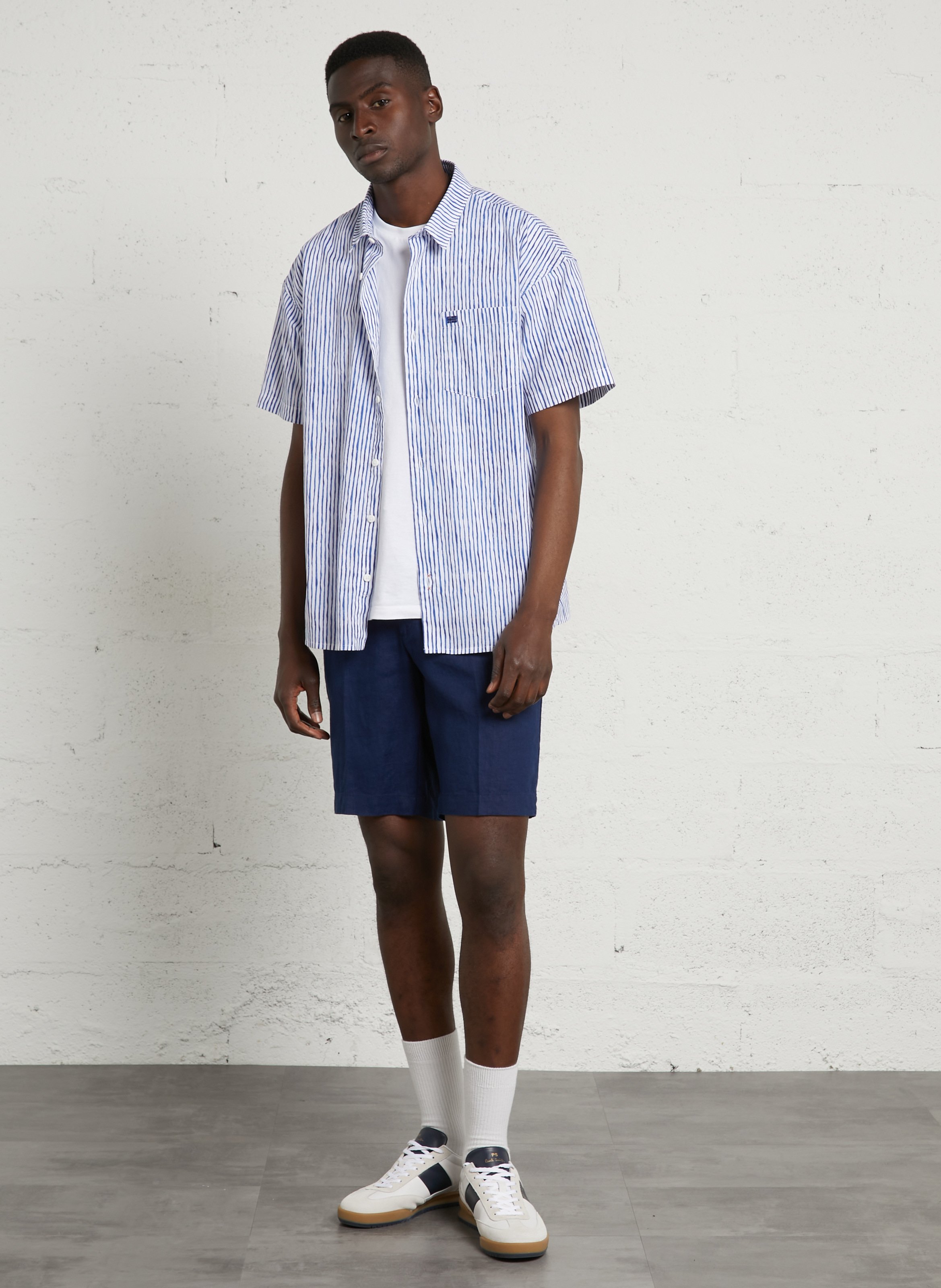 Short droit en lin HACKETT Bleu
