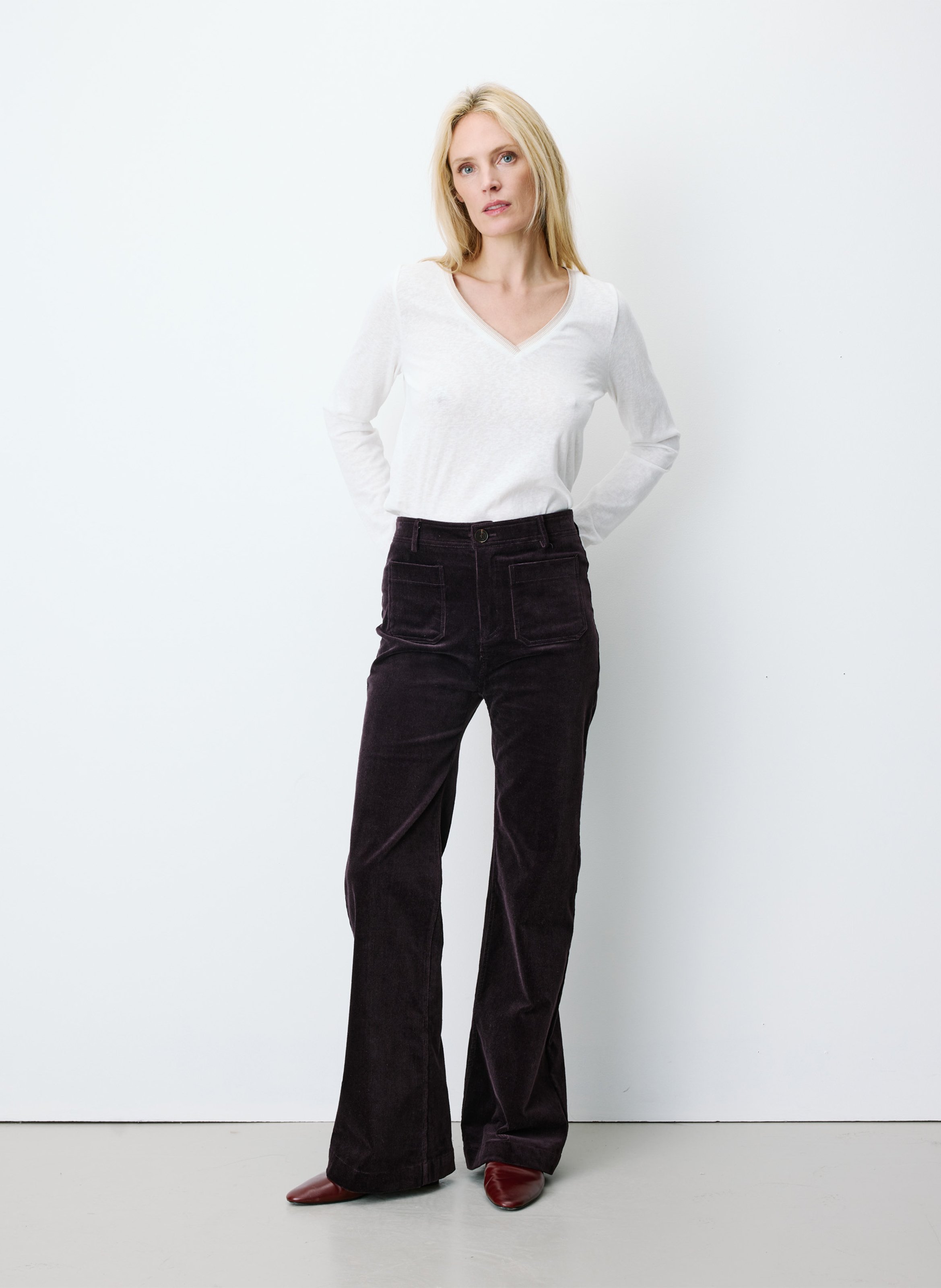 Straight ribbed cotton-blend pants | Red GRACE ET MILA Women