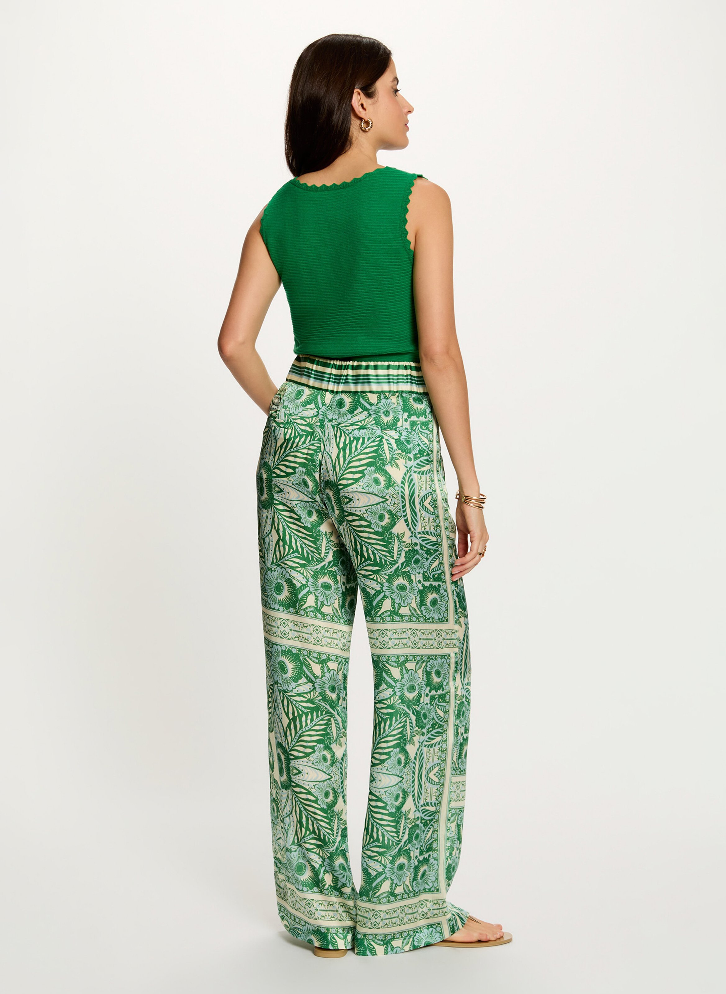 Mouwloze top met V-hals in effen kleur MORGAN Groen