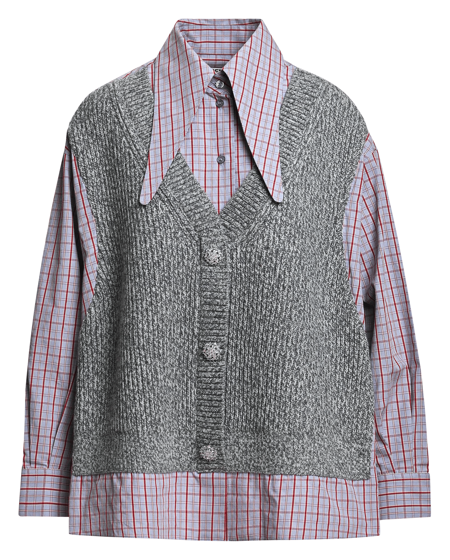 Oversized wollen overhemd met laagjes ESSENTIEL ANTWERP Grijs