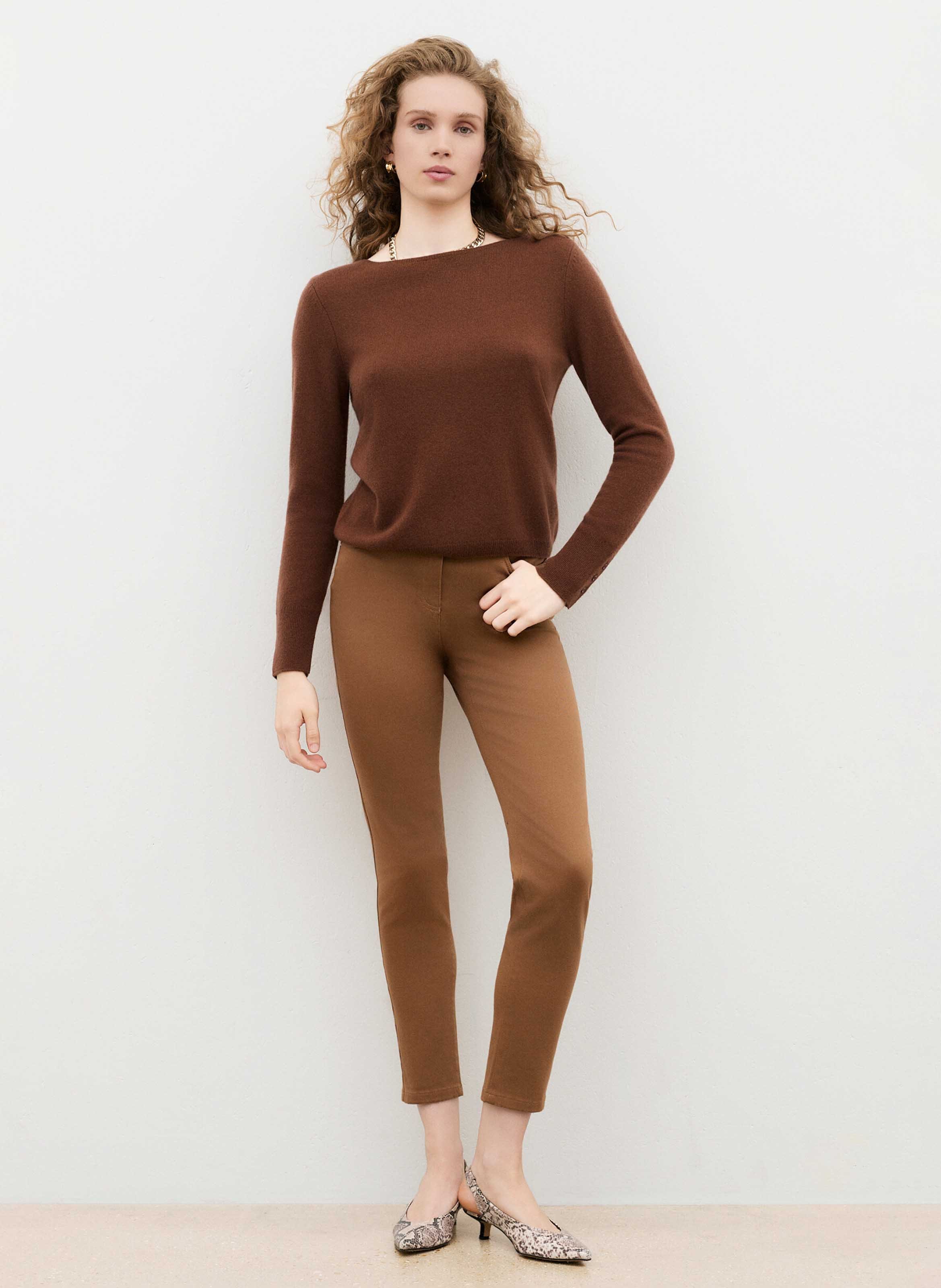 Straight boat-neck sweater CAROLL Brown