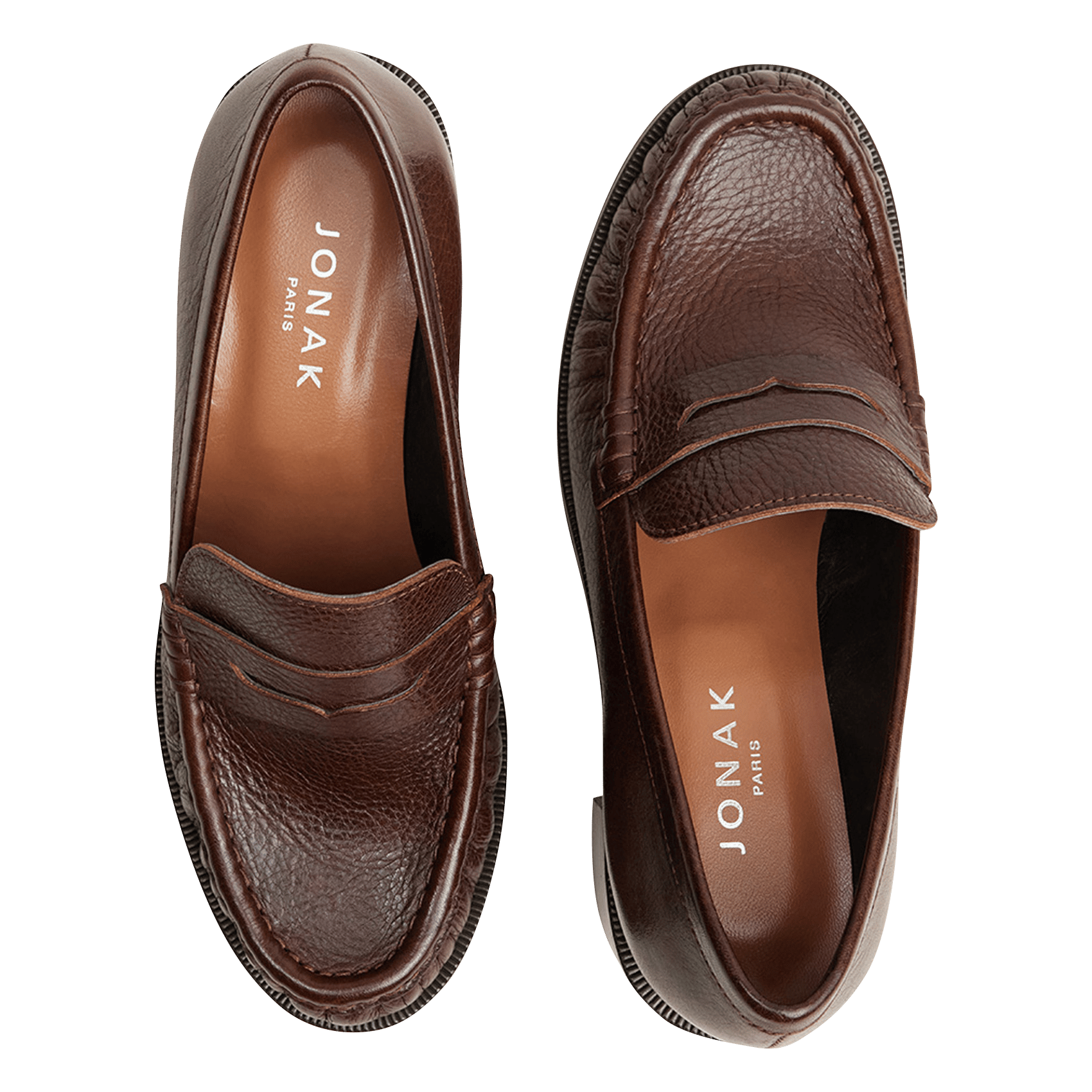 Mocassins met hakken van generfd leer JONAK Bruin