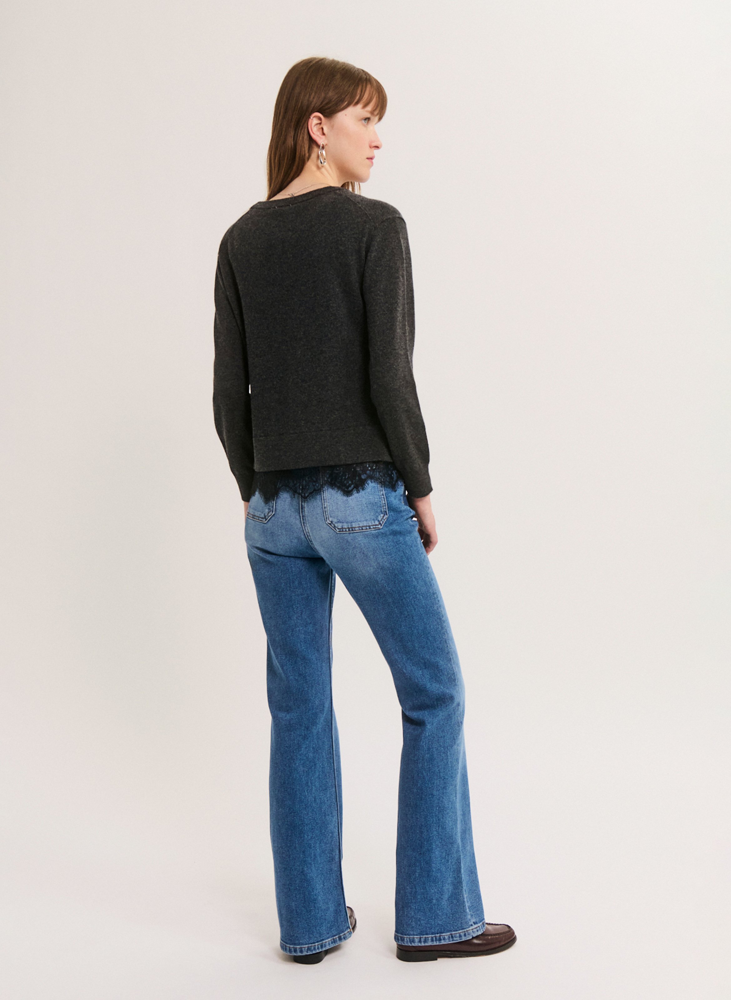 Gerade geschnittener Wollpullover PABLO Grau