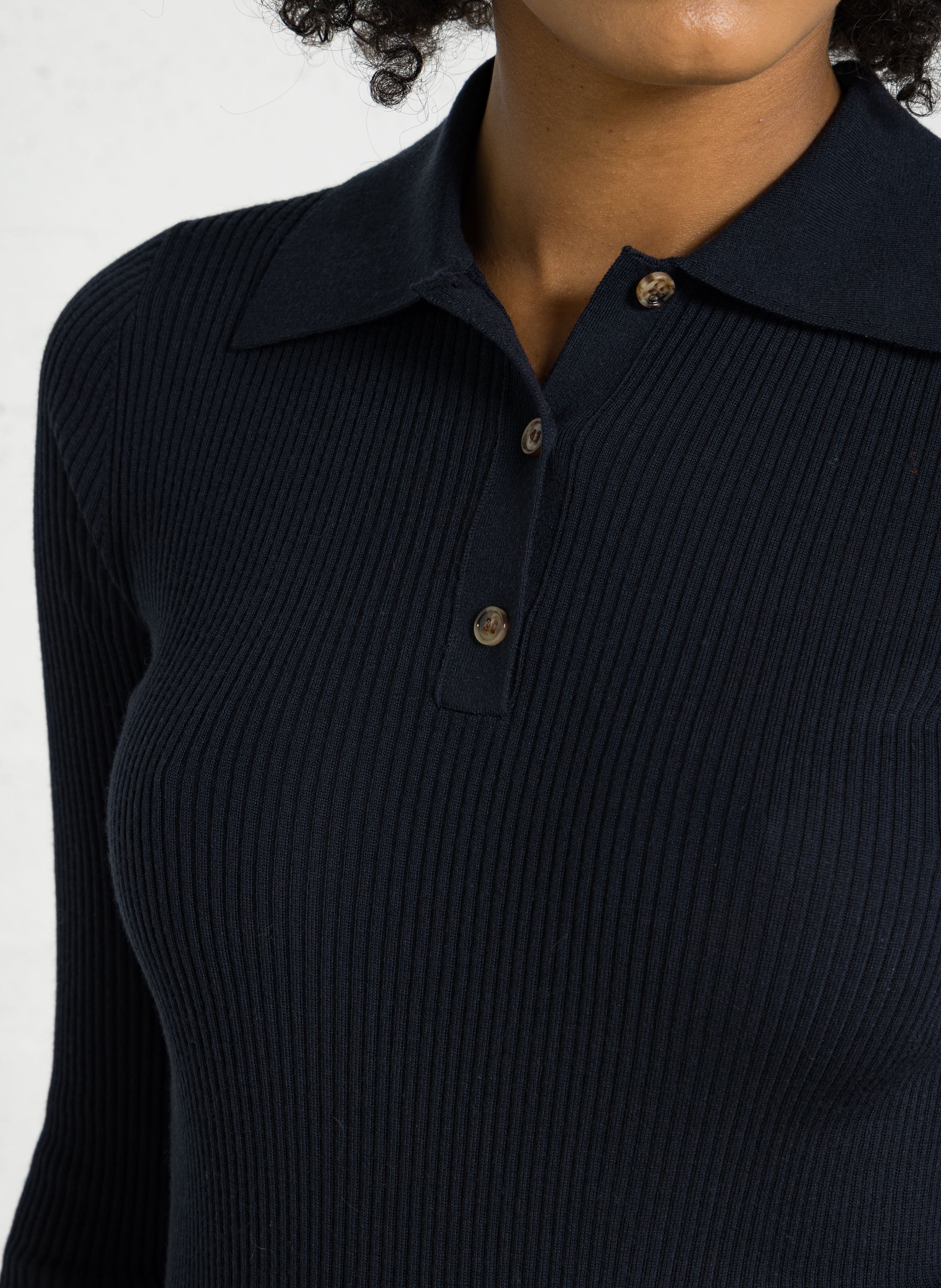 Schlanker Pullover mit Polokragen aus Mohair JC SOPHIE Blau