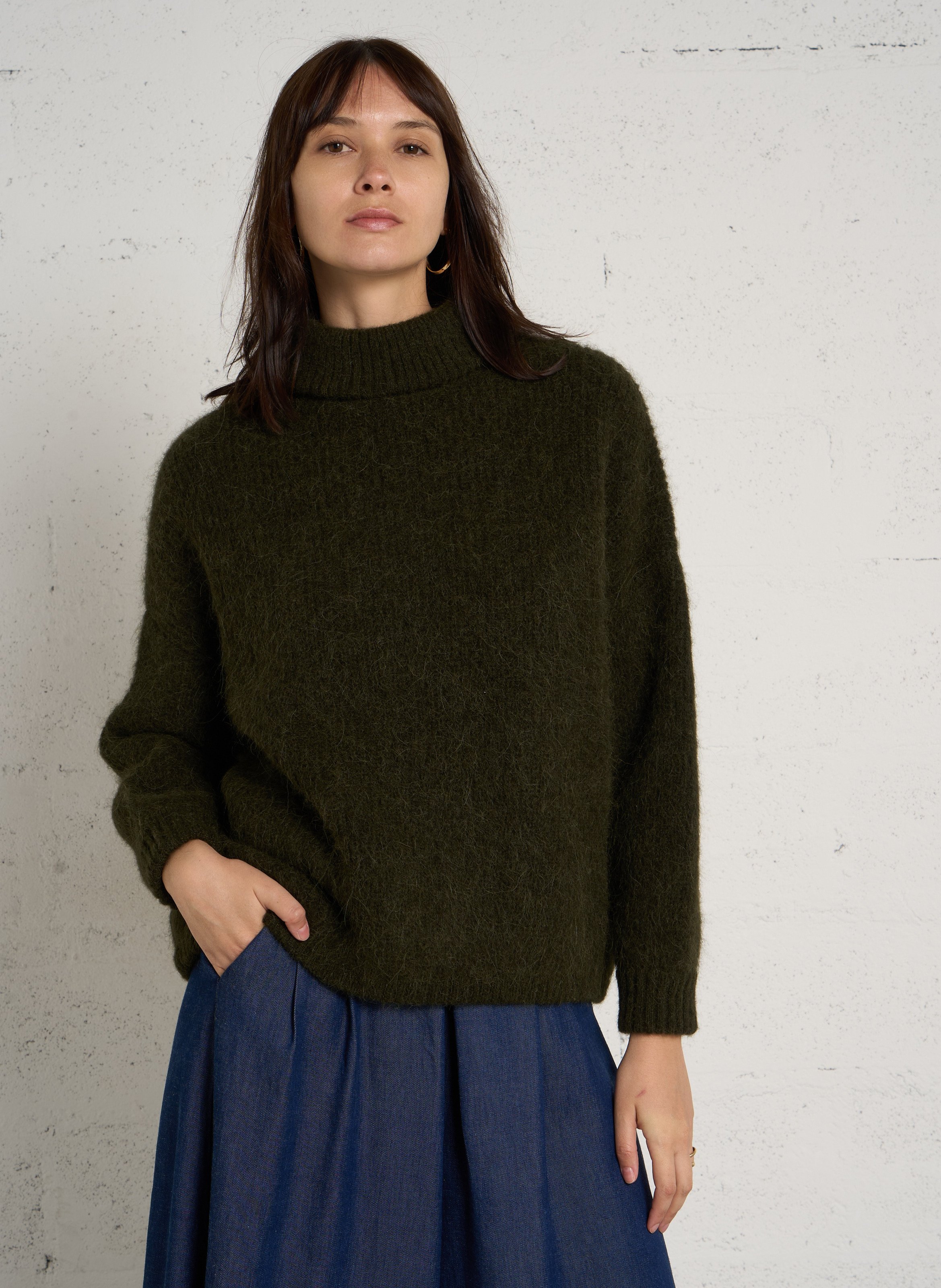 Pull col roulé ample MAISON 123 Kaki