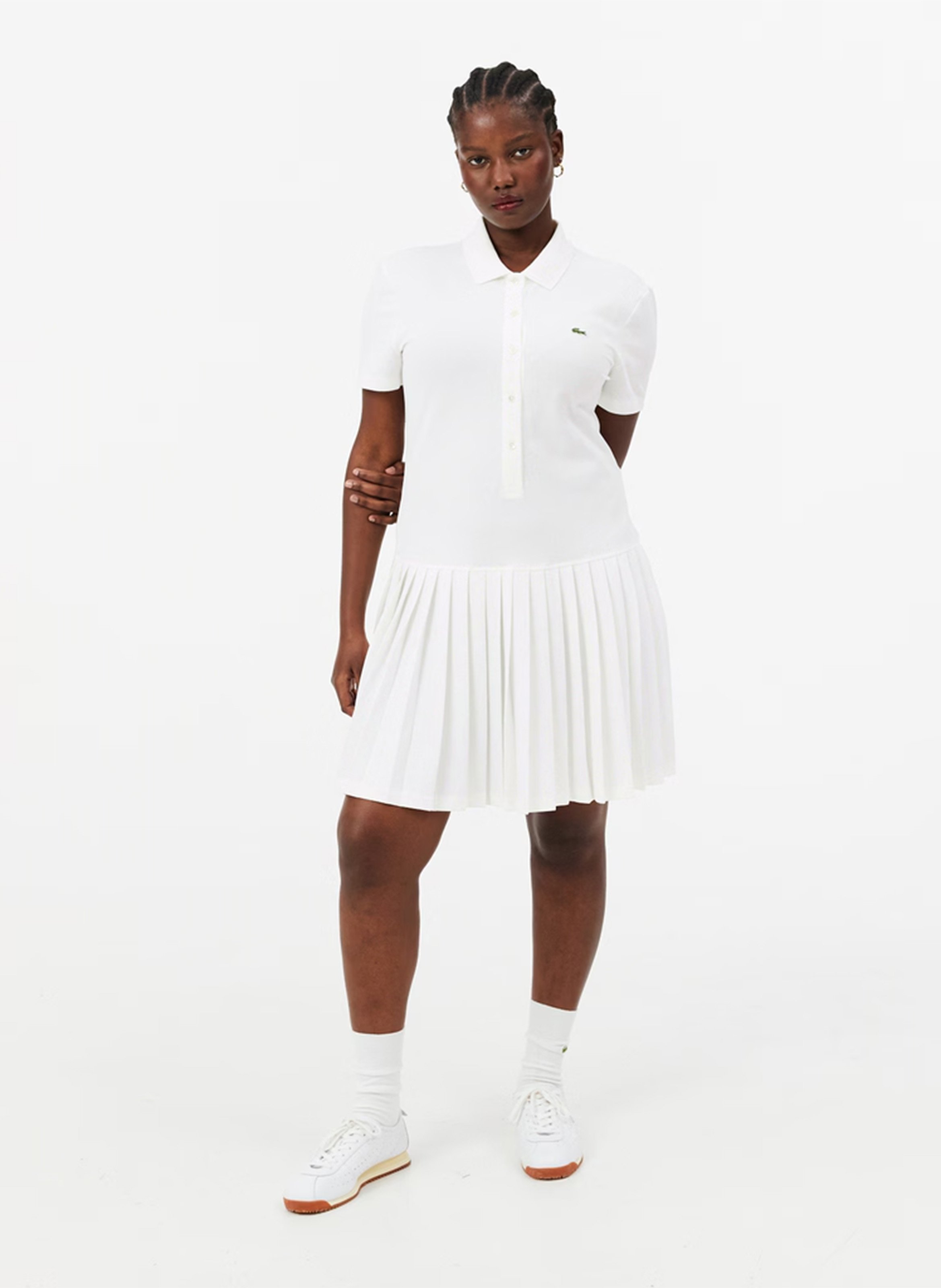 Robe courte col polo en coton LACOSTE Green