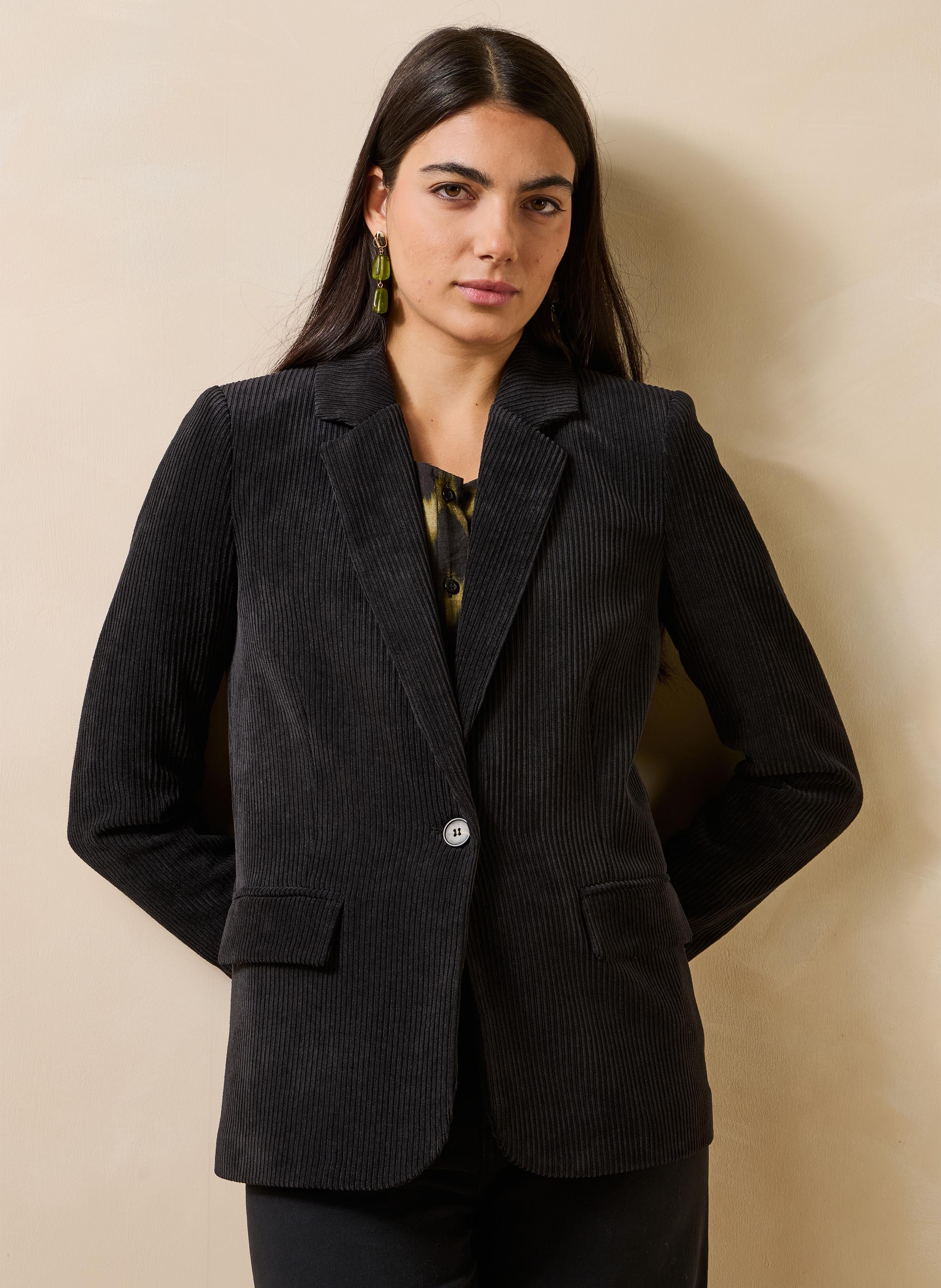 Veste tailleur droite en velours côtelé LA FEE MARABOUTEE