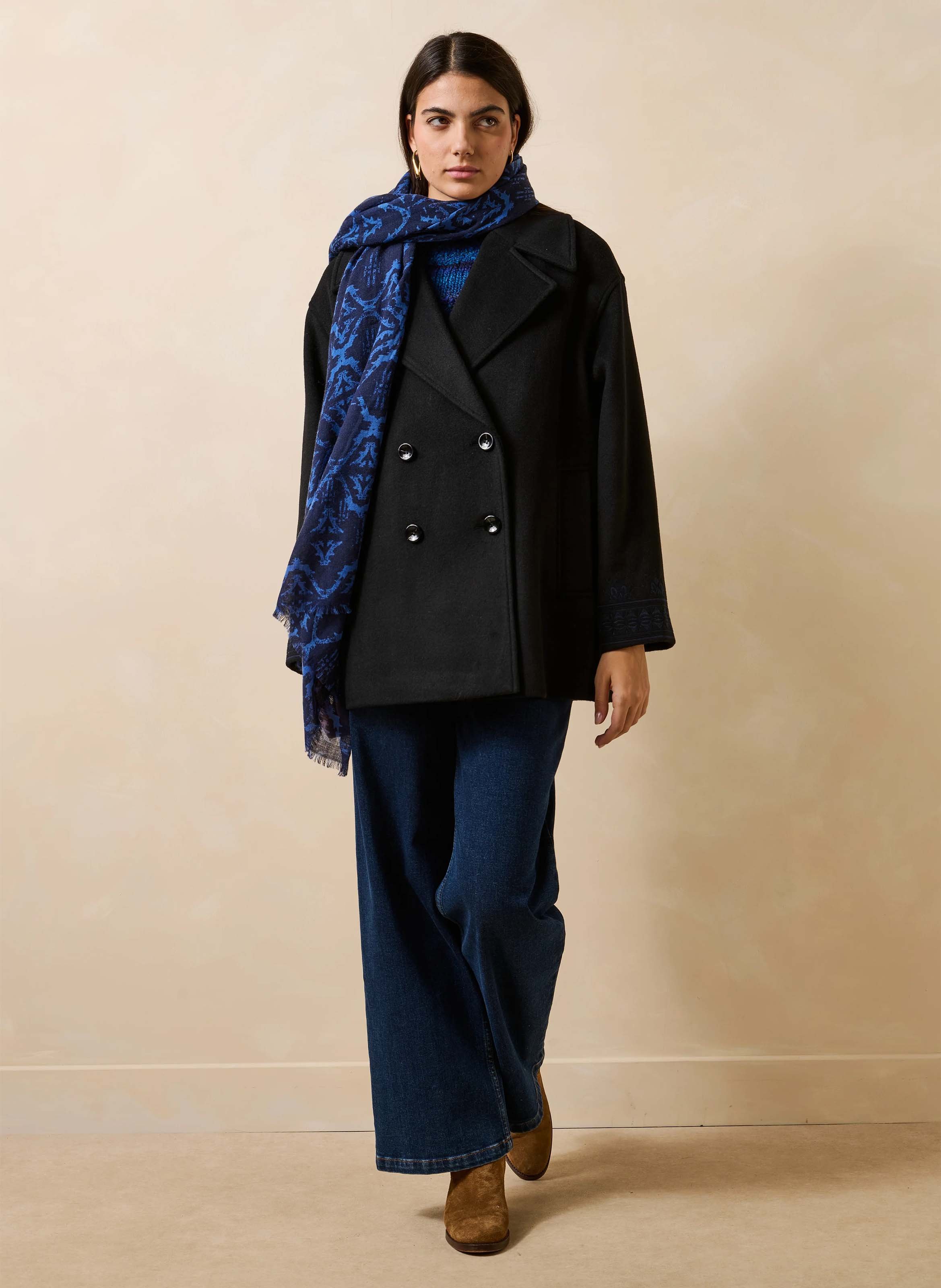 Echarpe en laine LA FEE MARABOUTEE Bleu