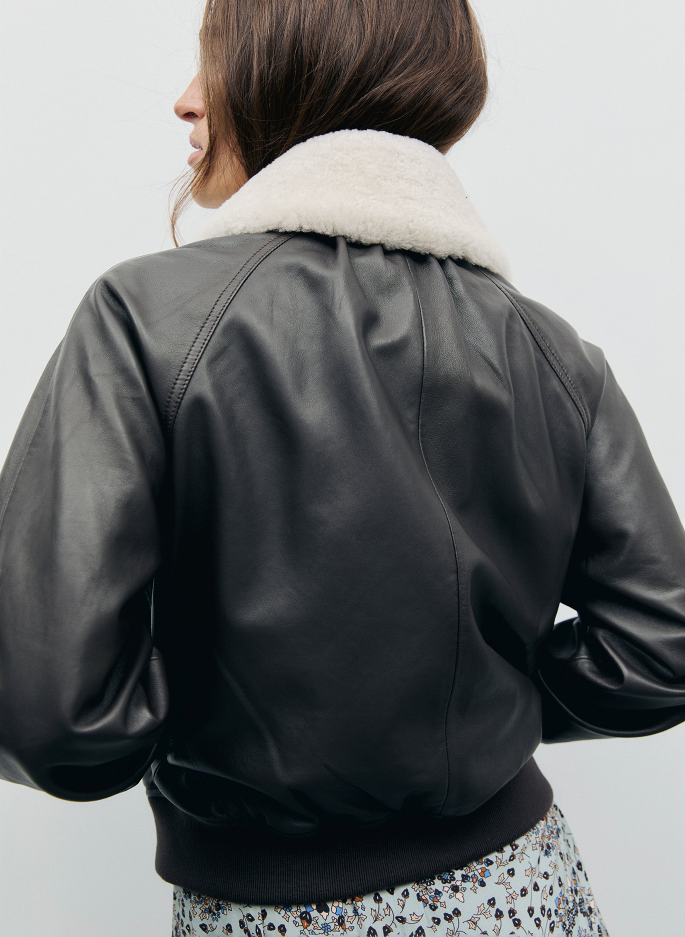 Leather jacket with classic collar GERARD DAREL Brown