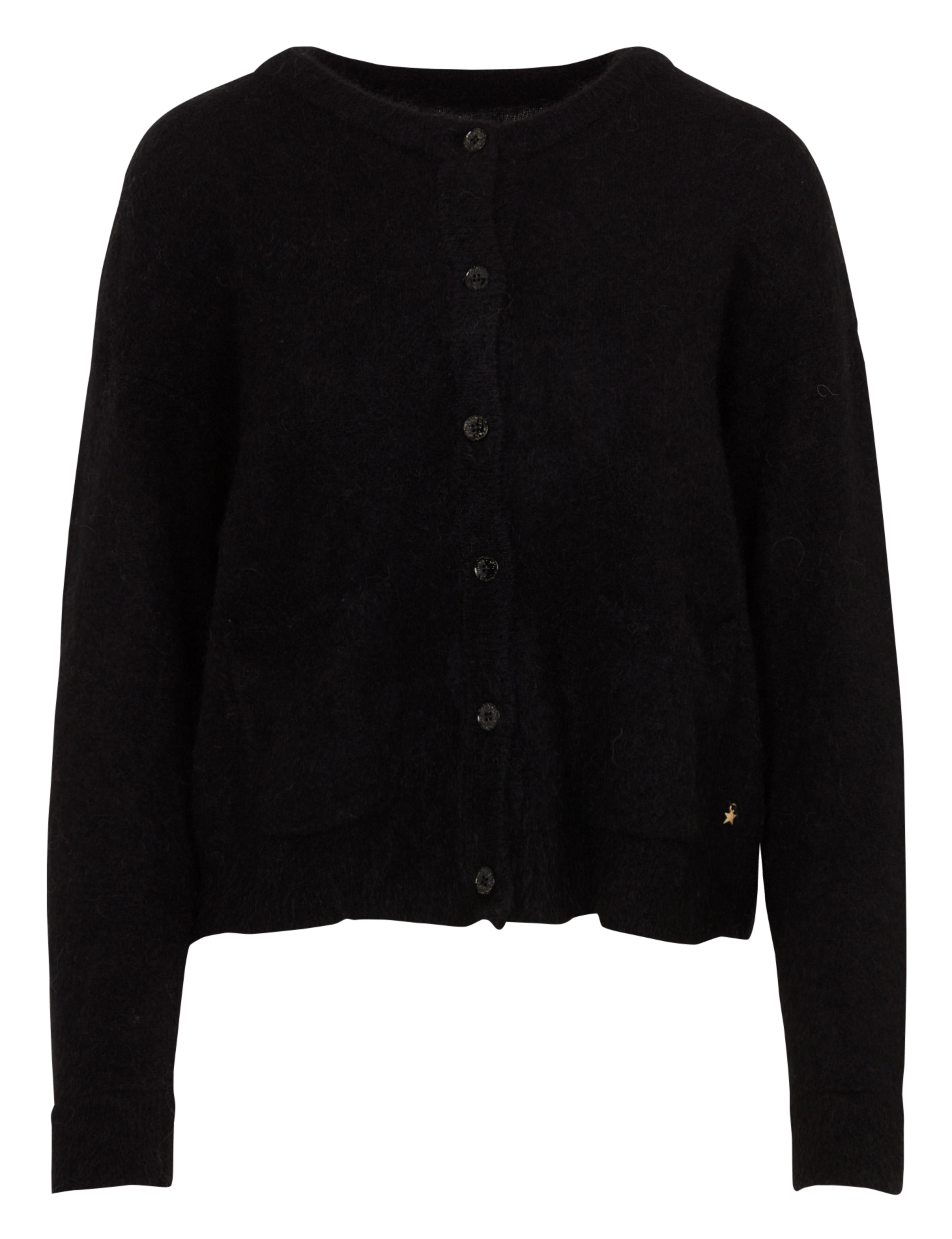 Straight round-neck wool-blend cardigan DES PETITS HAUTS Black