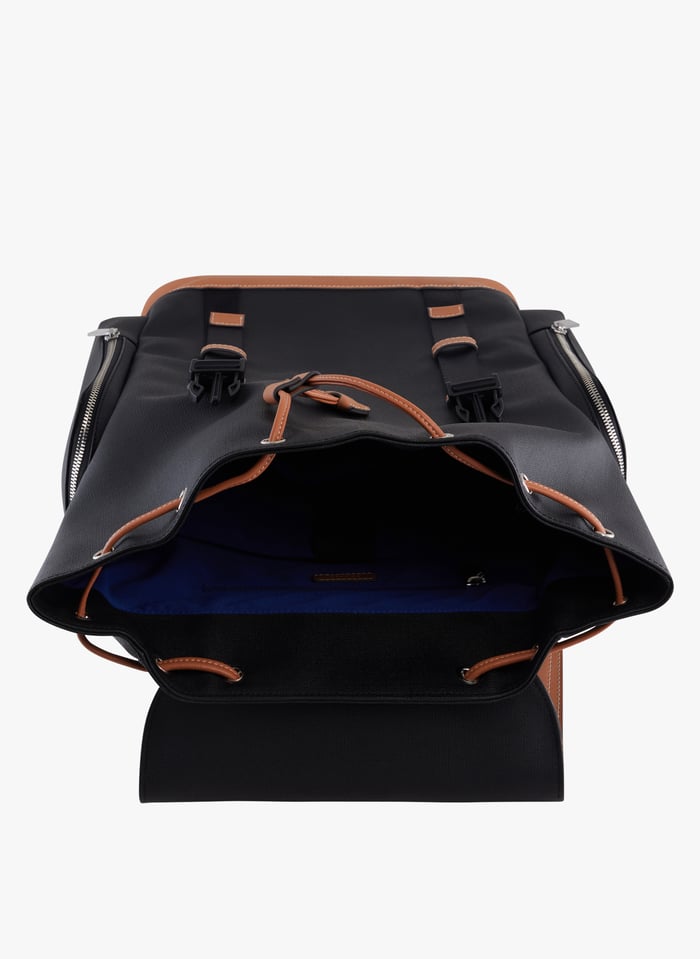 Sac Dos En Toile Et En Cuir De Vachette Maurice Noir tan Le