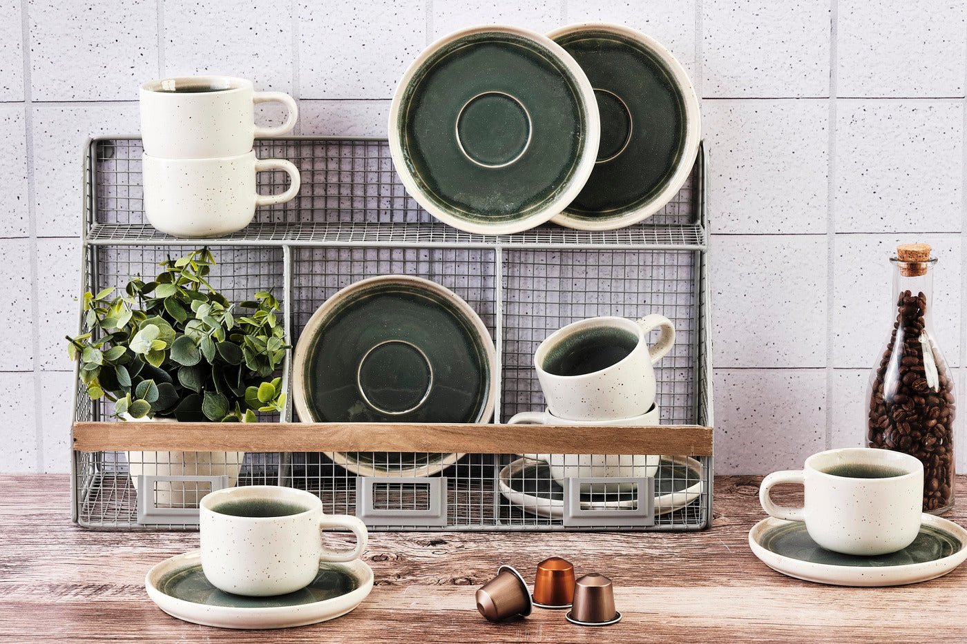 Oxygen 20 cl cup and saucer ø15 cm - 12 pieces - lovat green BJORN Green