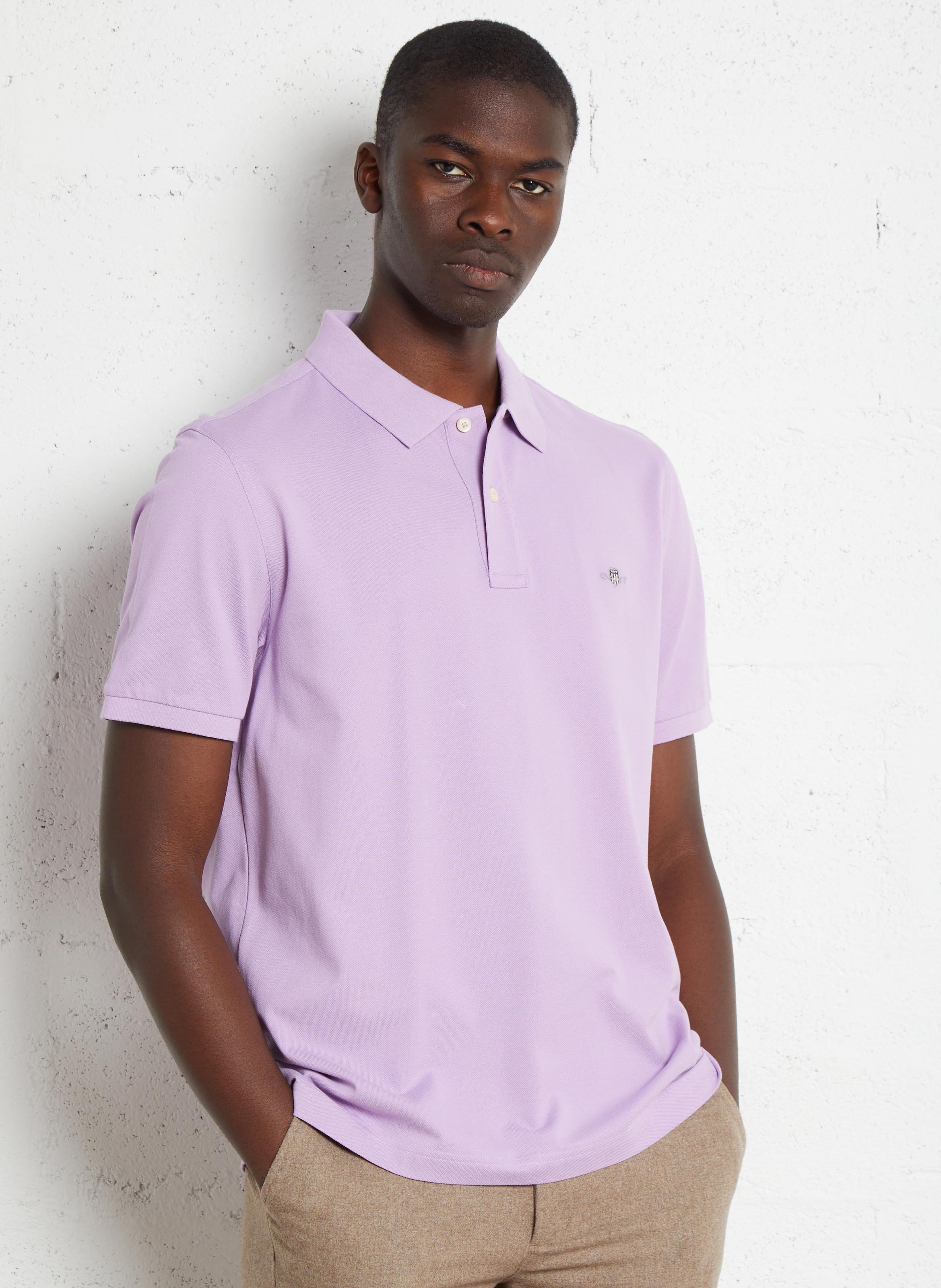 Purple Cotton polo shirt with classic collar