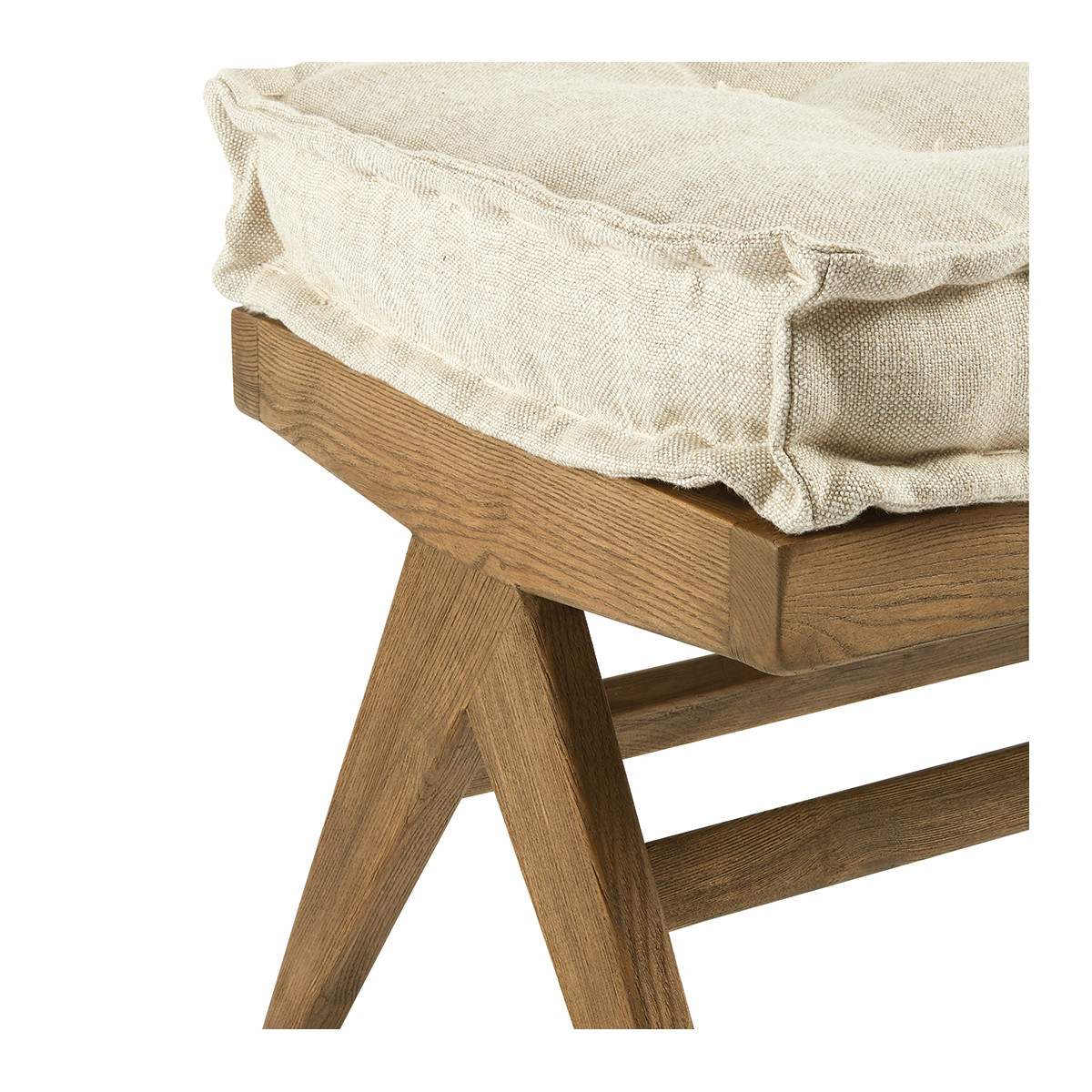 Ash bench with linen cushion BLANC D'IVOIRE Beige