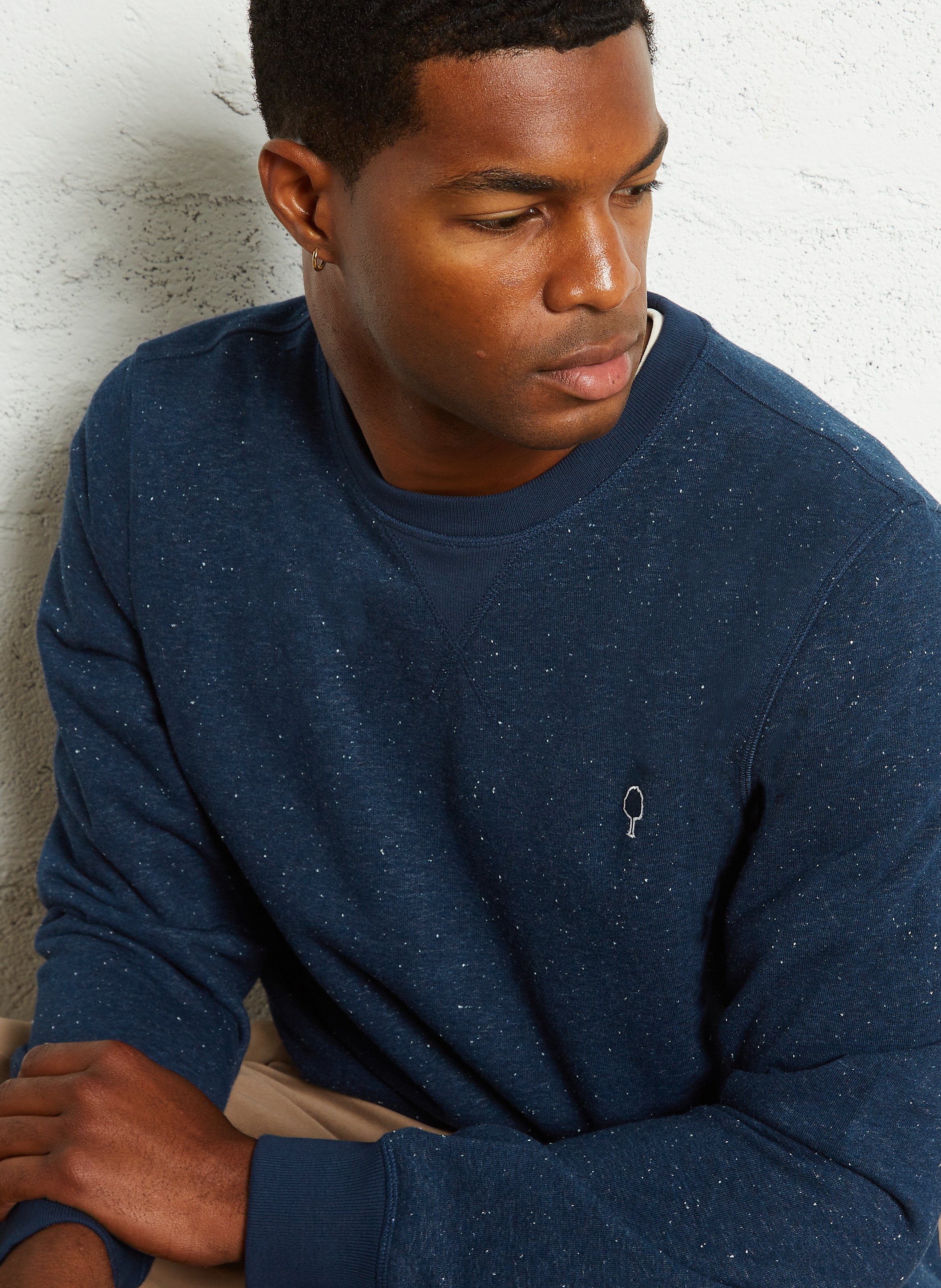 Round-neck regular-fit marled sweatshirt FAGUO Blue