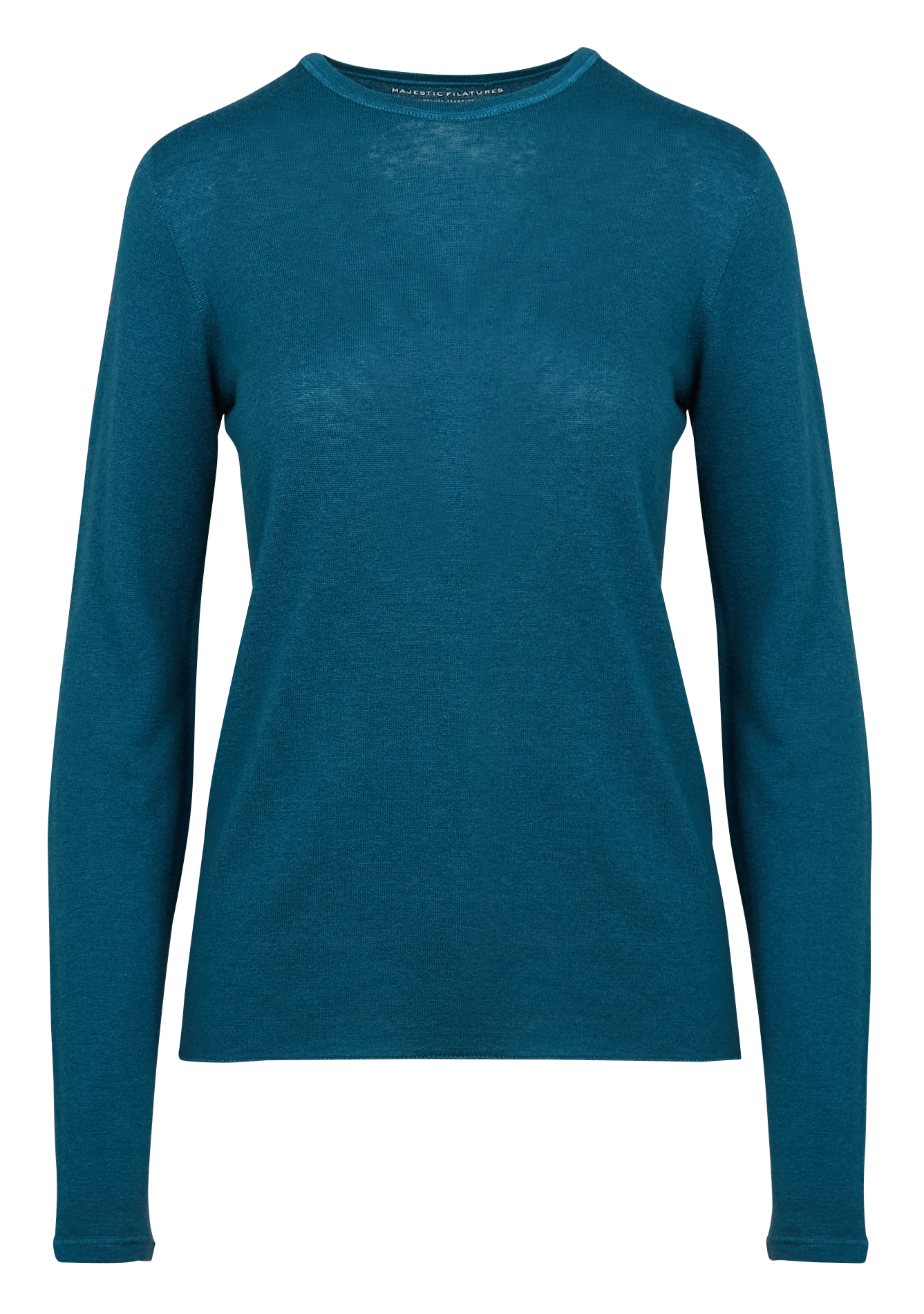 Pull fin col rond en cachemire MAJESTIC FILATURES Bleu