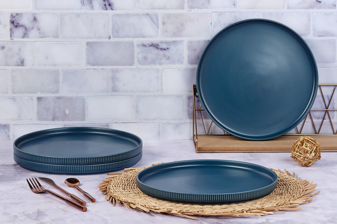 Stoneware Plate Set - 4 pieces BJORN Blue