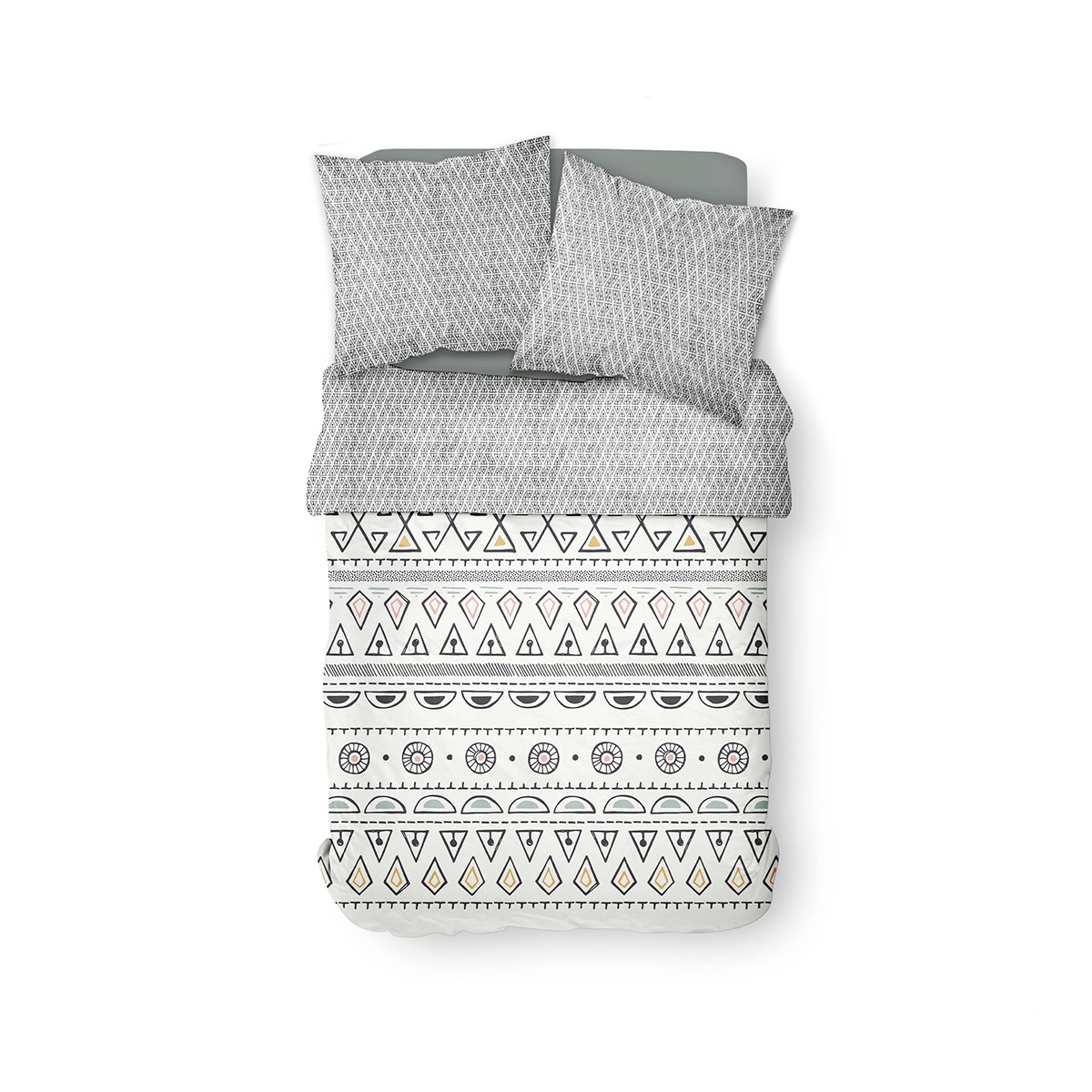 Printed cotton bedding set White