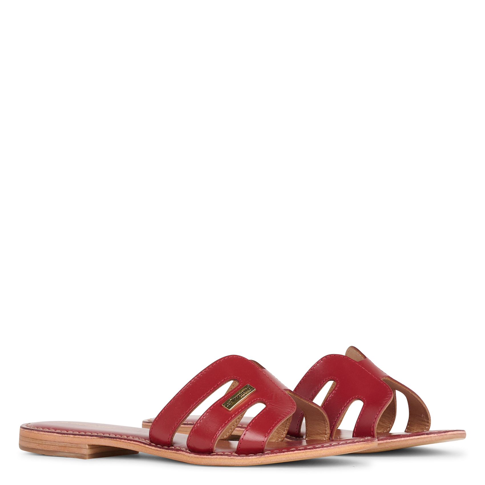 Aouda flat leather sandals LES TROPEZIENNES PAR M.BELARBI Red