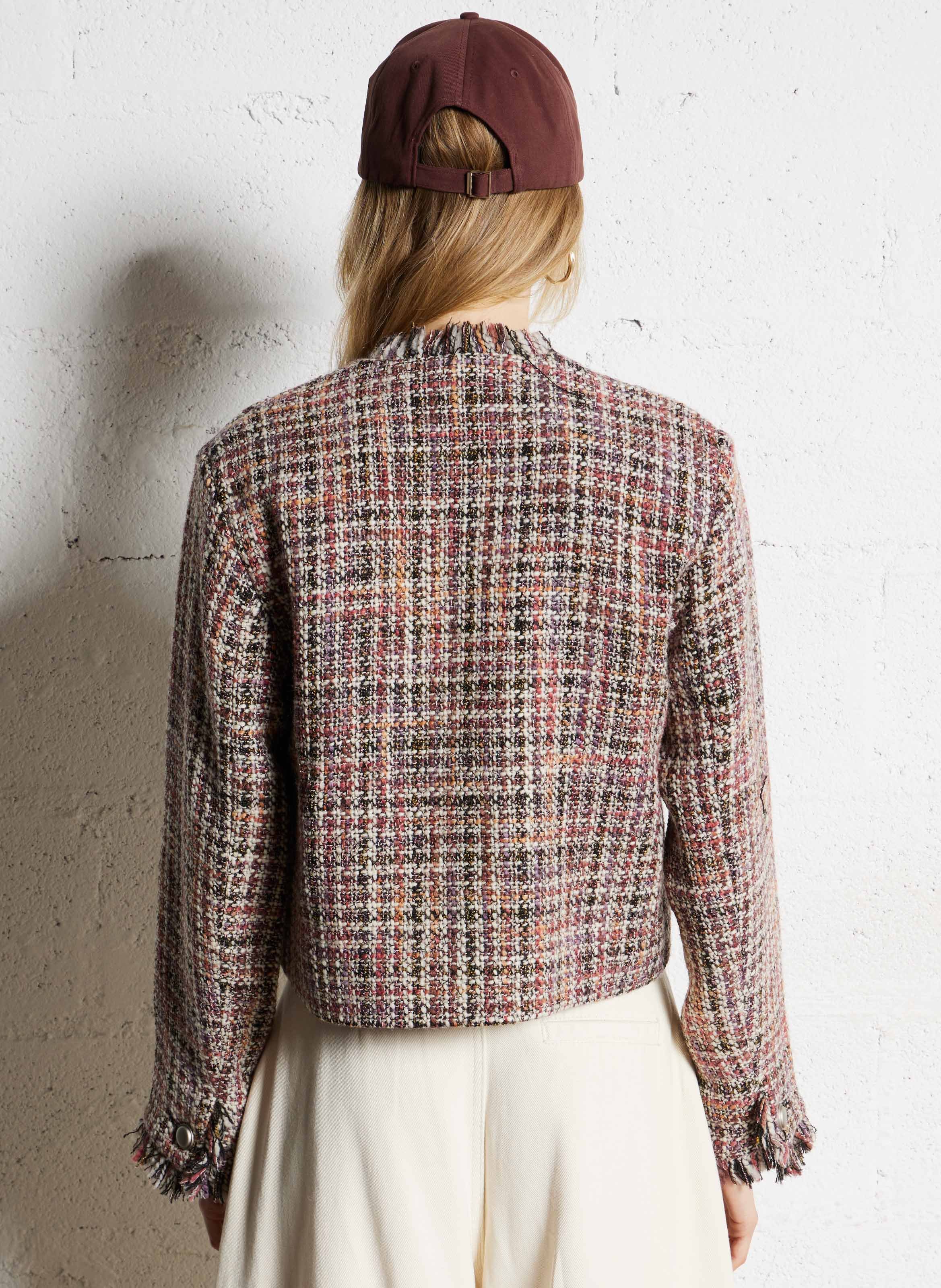 Veste droite en laine recyclée mélangée SUNCOO Rouge