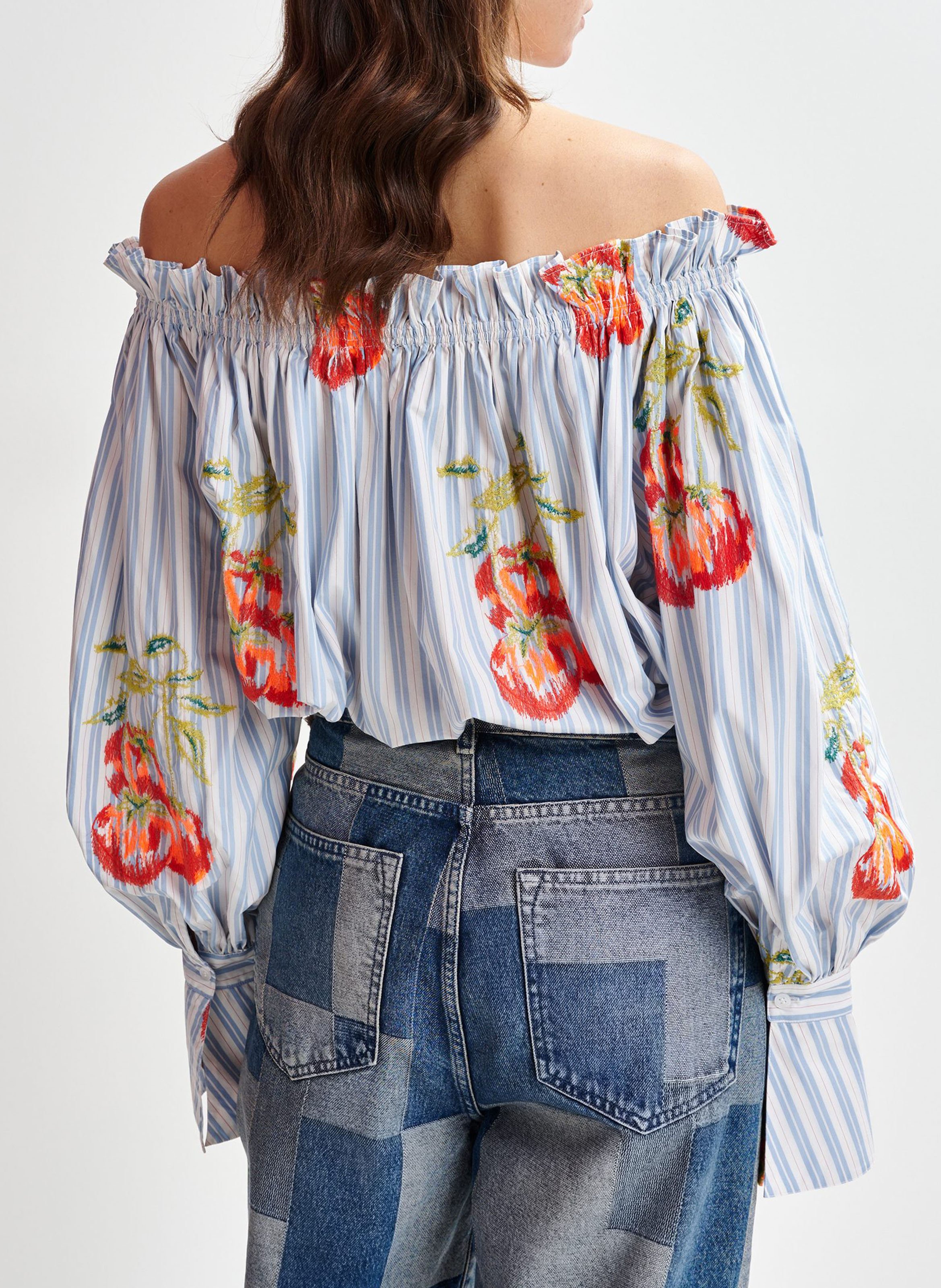 Chemise épaules dénudées à rayures ESSENTIEL ANTWERP Bleu