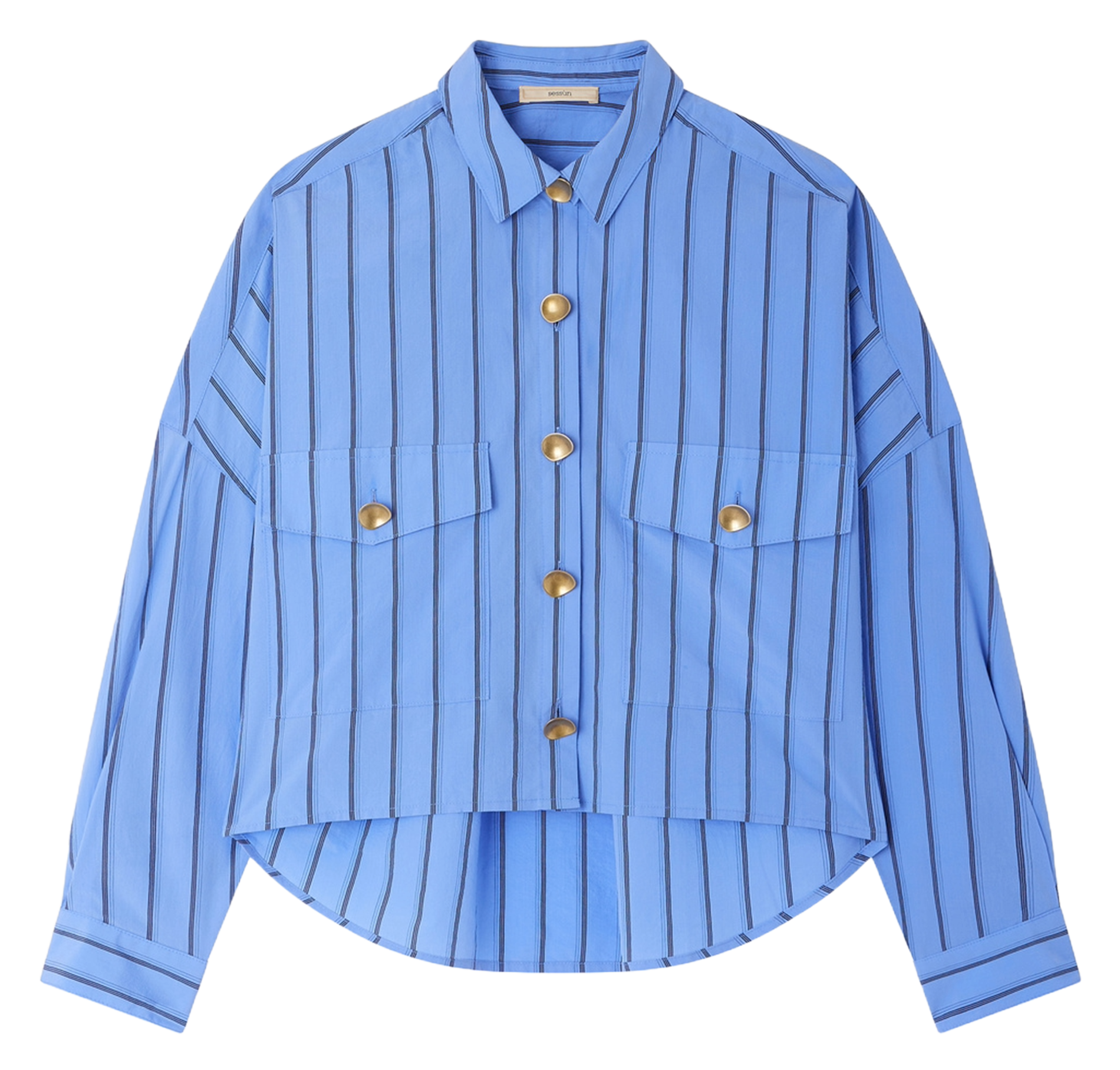 Chemise col classique en coton mélangé SESSUN Bleu