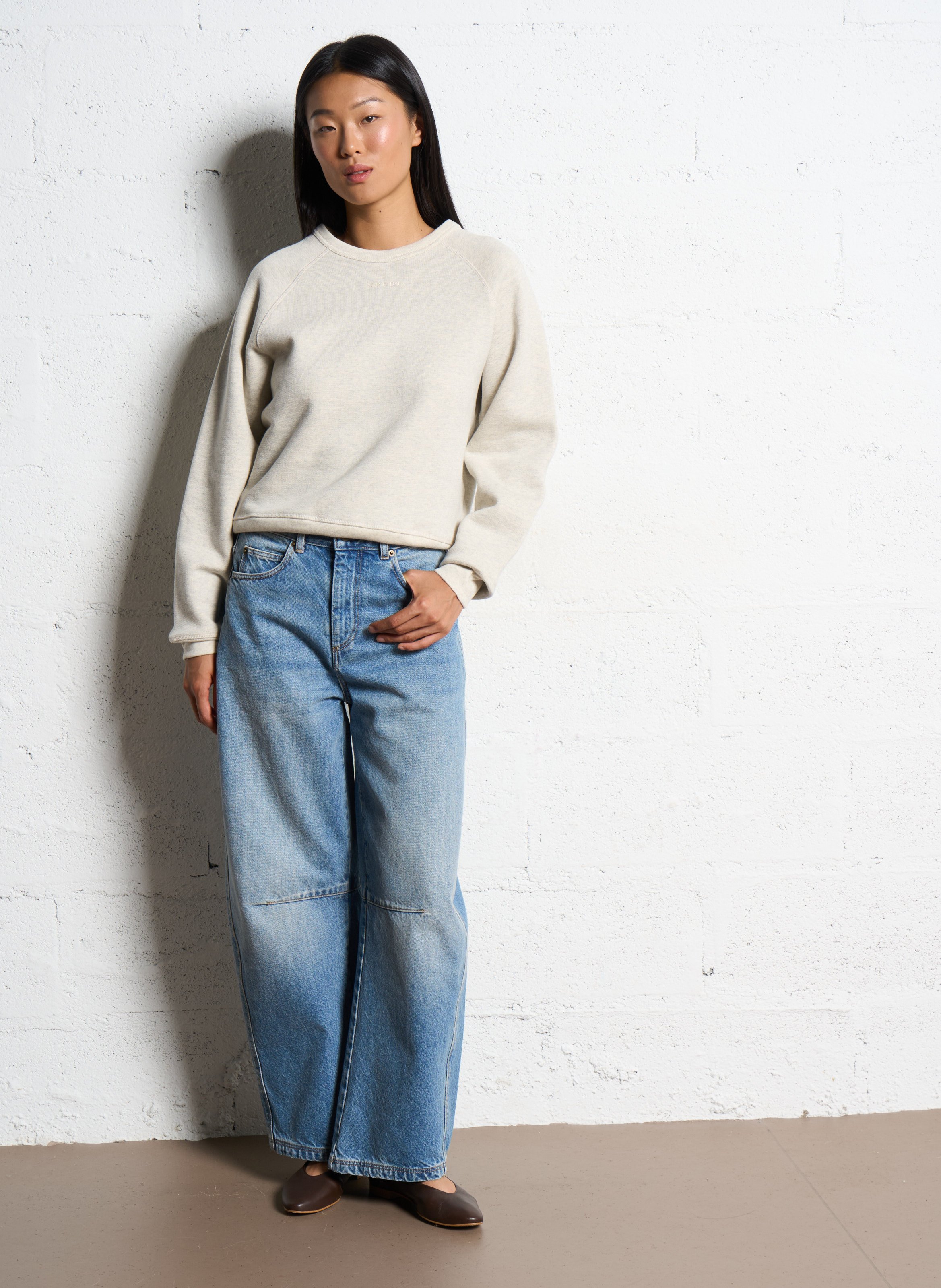 Sweat droit en coton bio SOEUR Gris