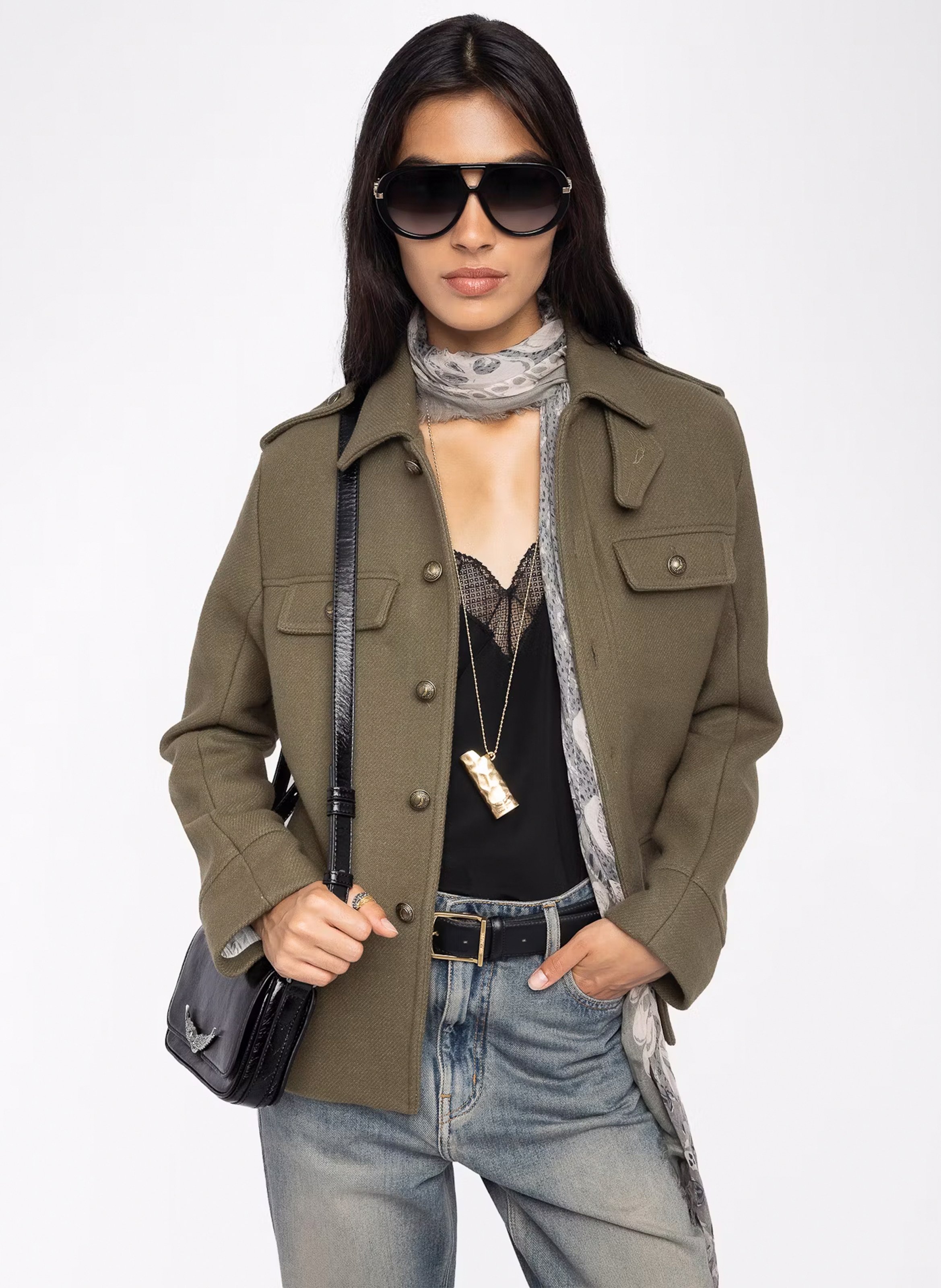 Giacca collo classico in misto lana ZADIG&VOLTAIRE Verde