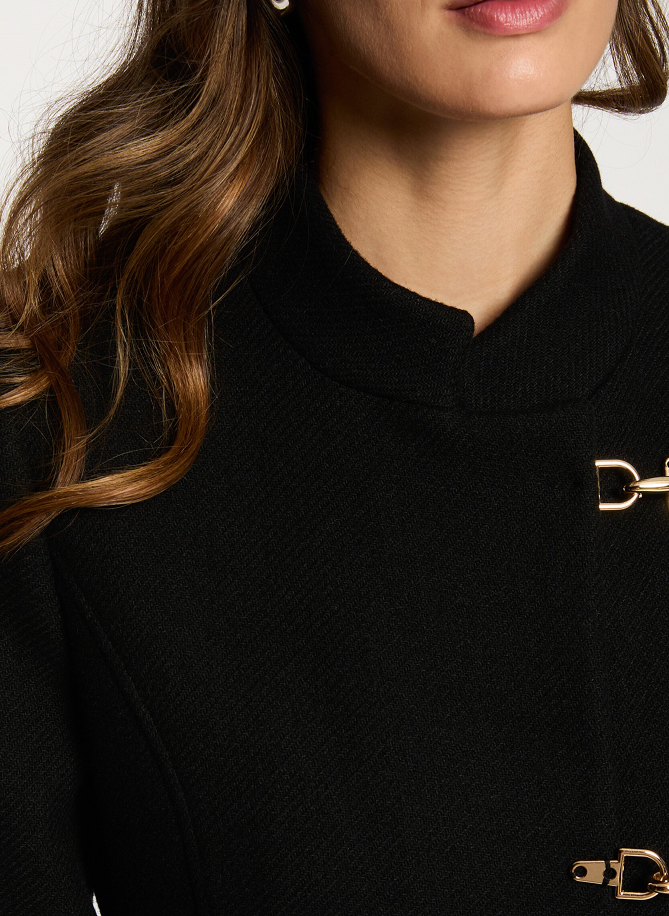 Straight high-neck coat MORGAN Black