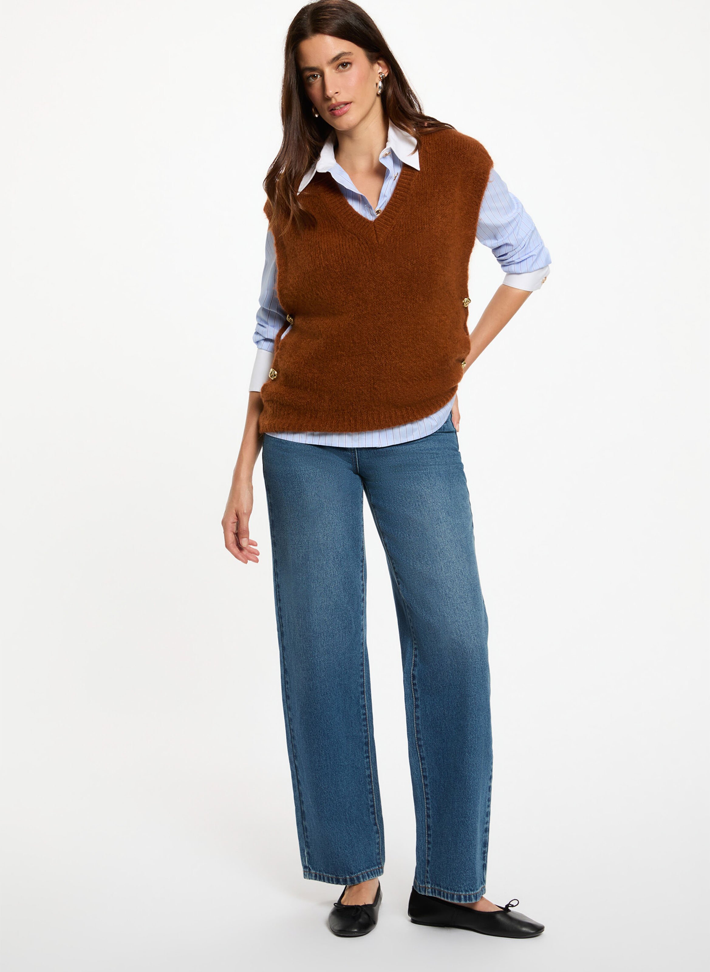 Pull col V  MORGAN Marron