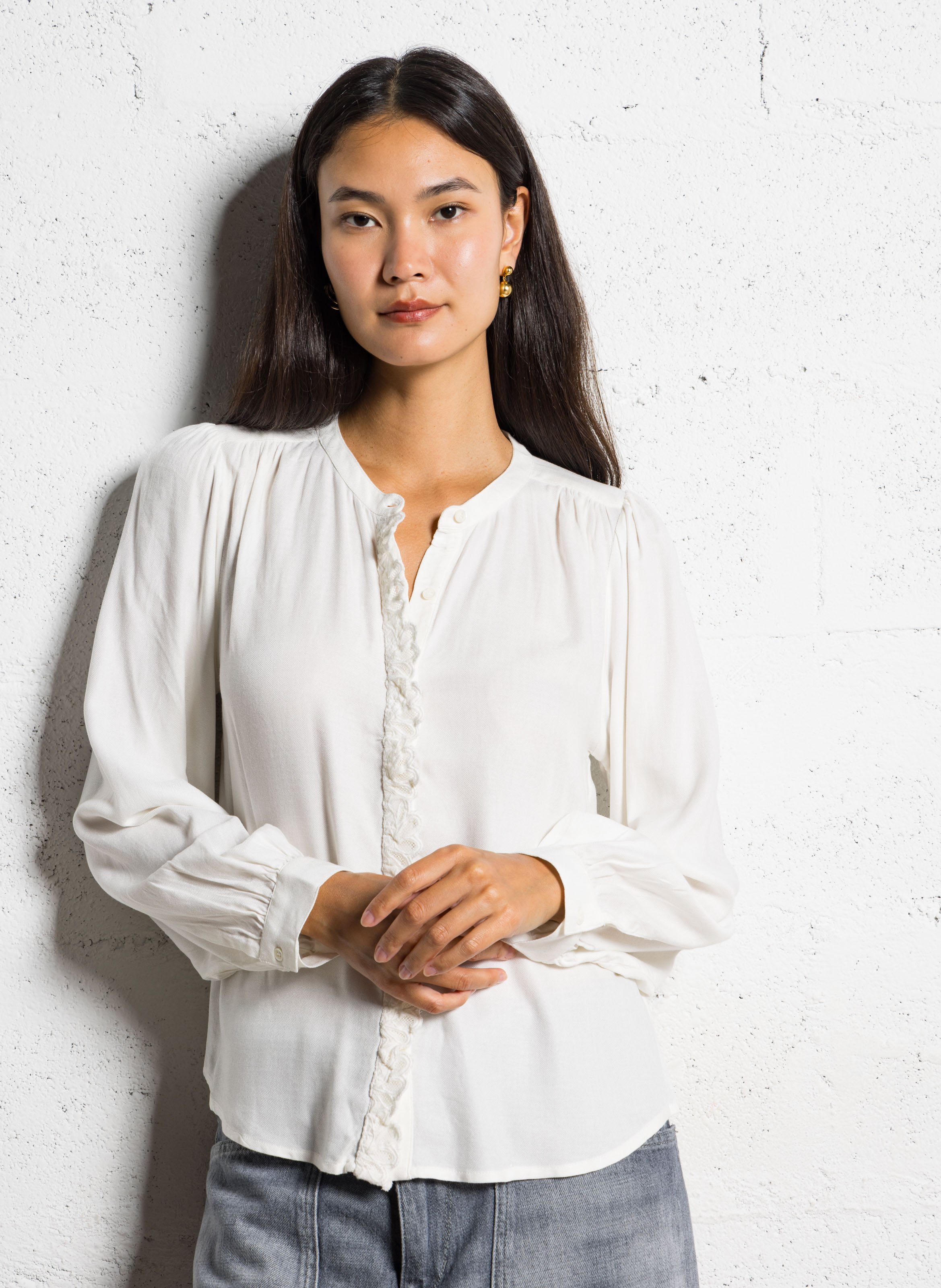 Blouse col mao  LA PETITE ETOILE Beige