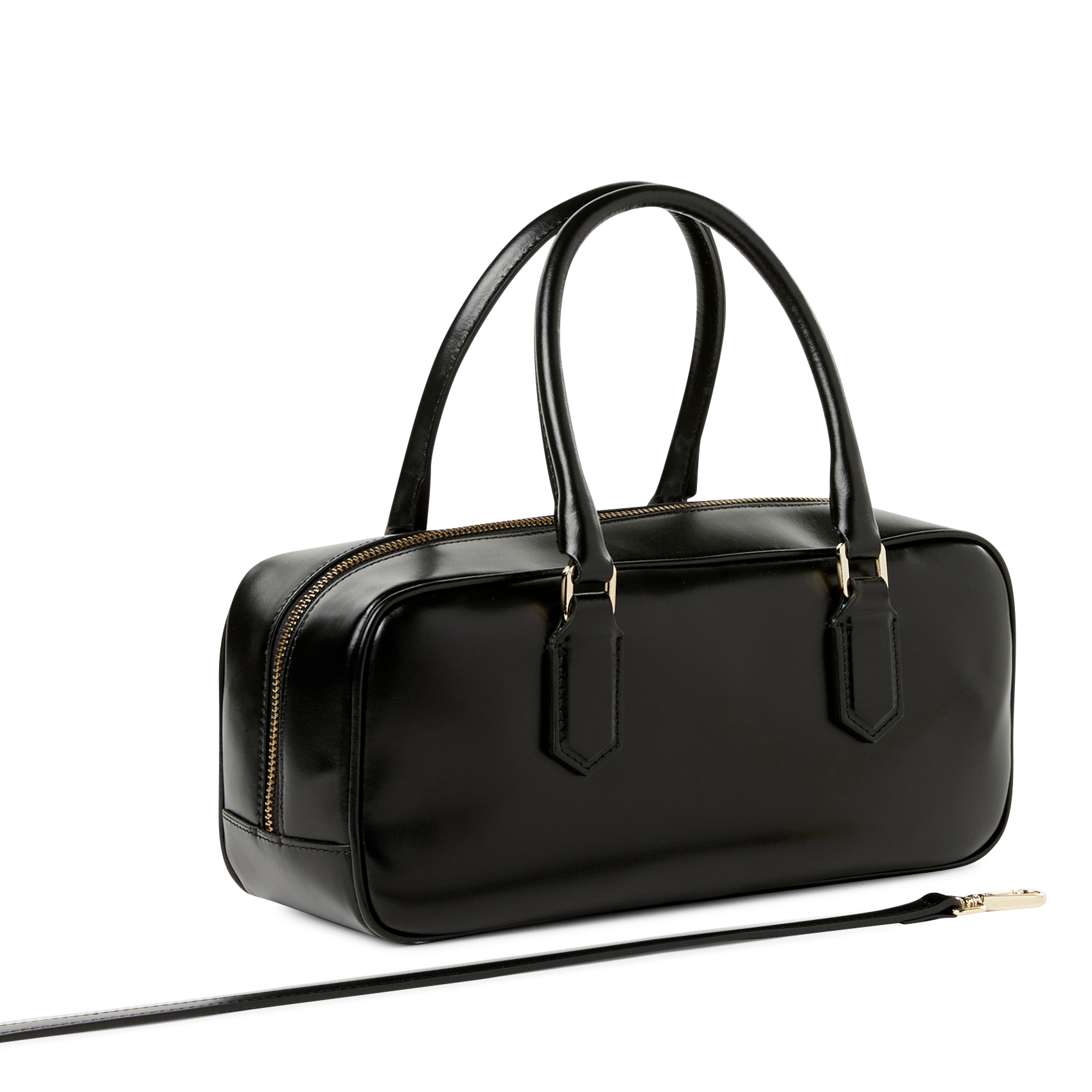 Cylindrical leather shoulder bag SAISON 1865 Black