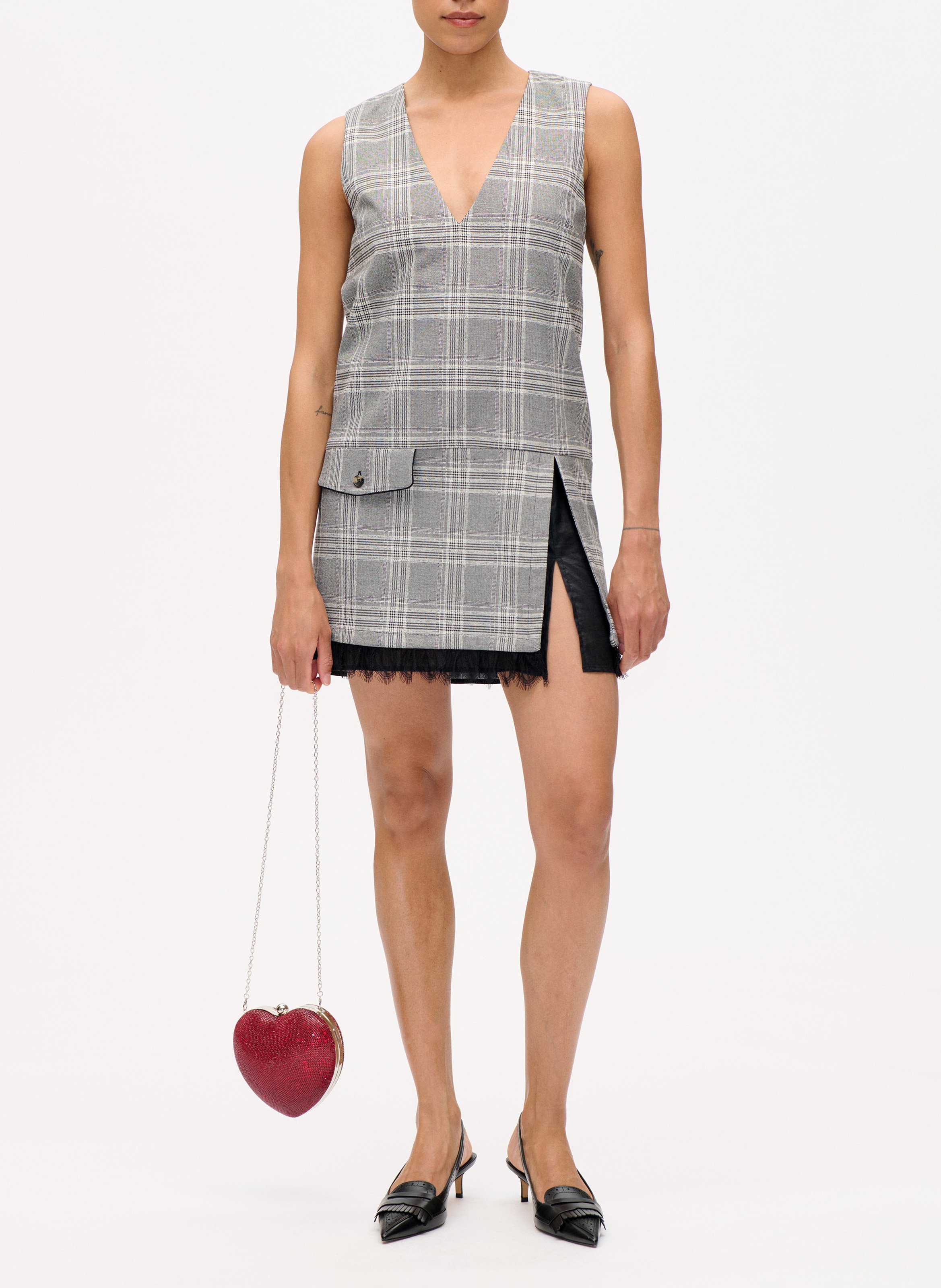 Robe courte droite col V  BAUM UND PFERDGARTEN Argent