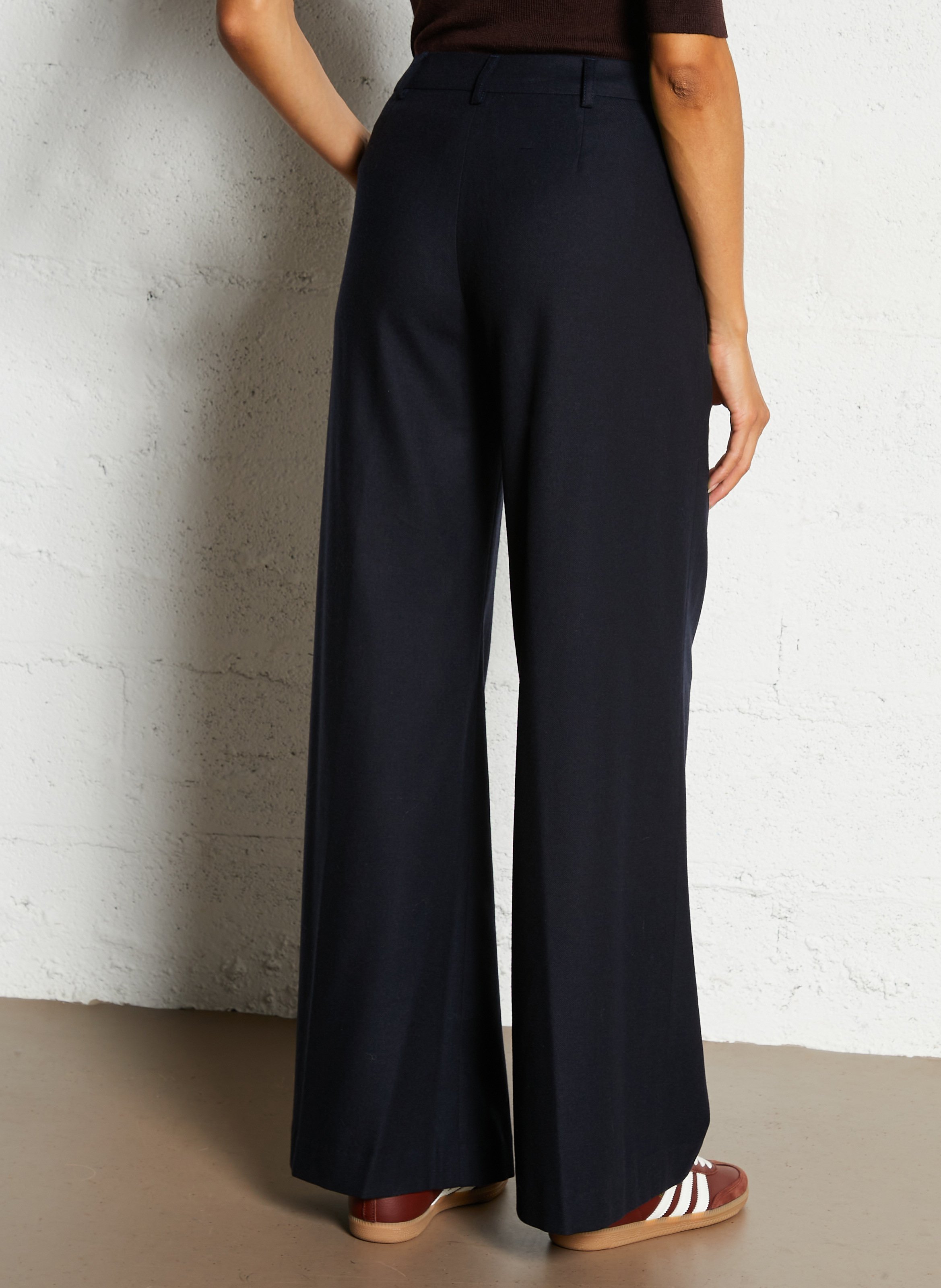 Pantalon large en laine mélangée DIEGA Bleu