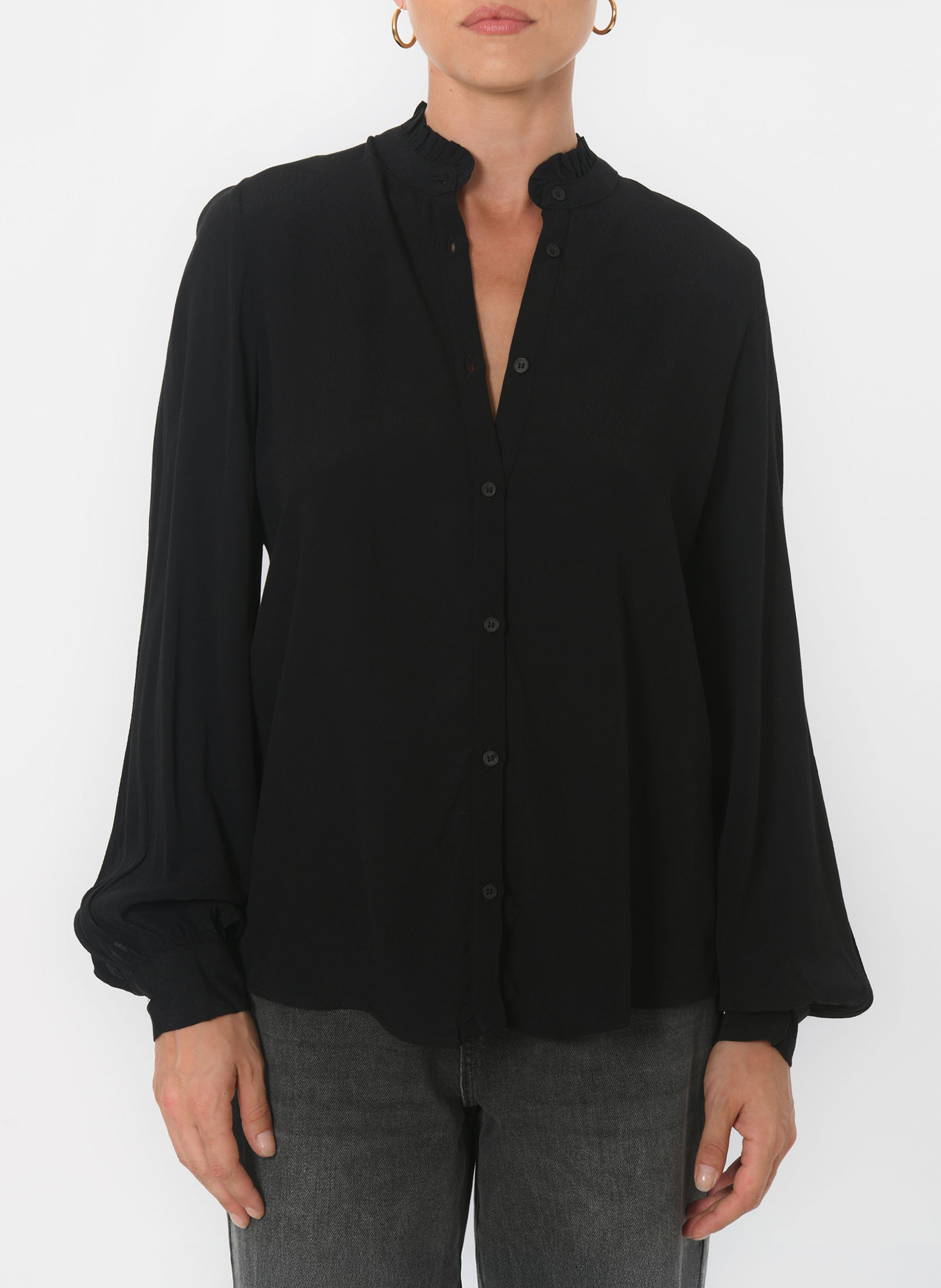 Shirt with ruffled collar KOOKAI Black