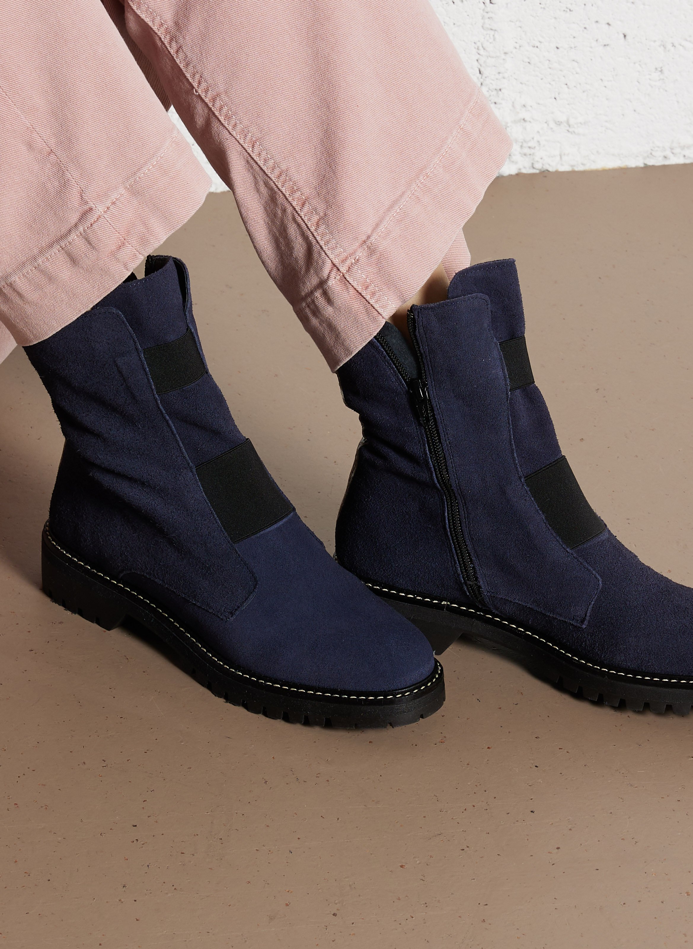 Enkellaarzen van veloursleer REQINS Blauw