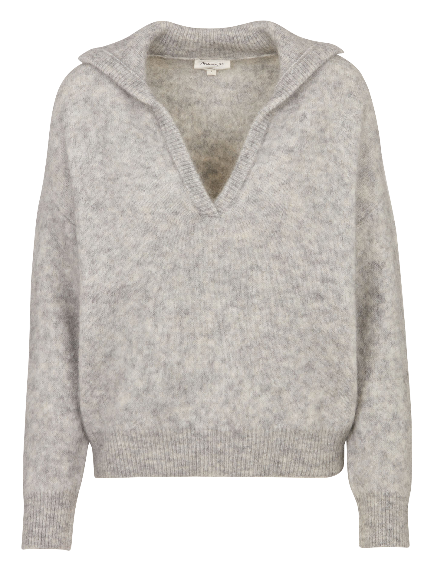 Pull col V en laine mélangée MAISON 123 Gris