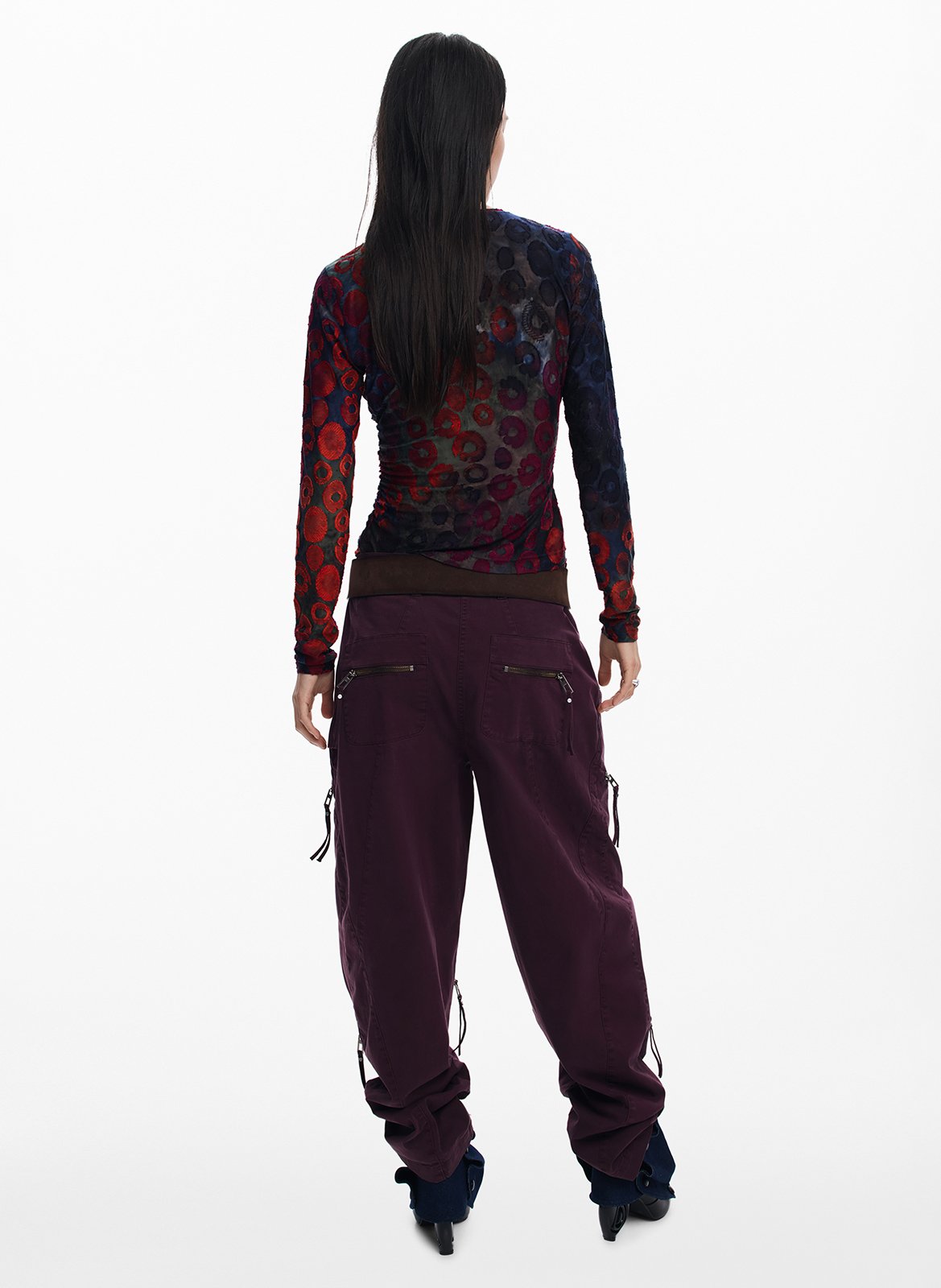 Top ajusté col rond imprimé DESIGUAL Rouge