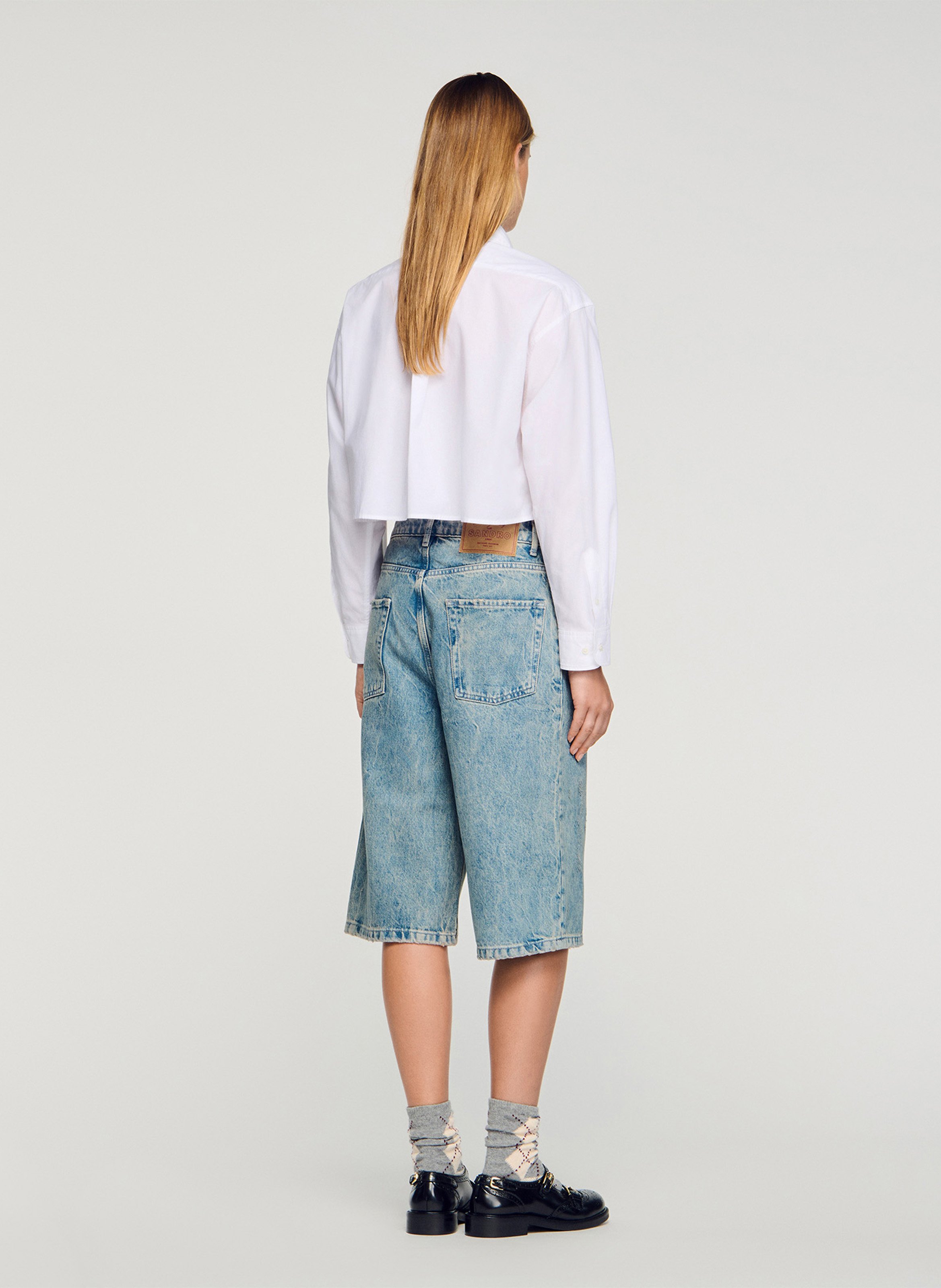 Bermuda large en coton SANDRO Bleu