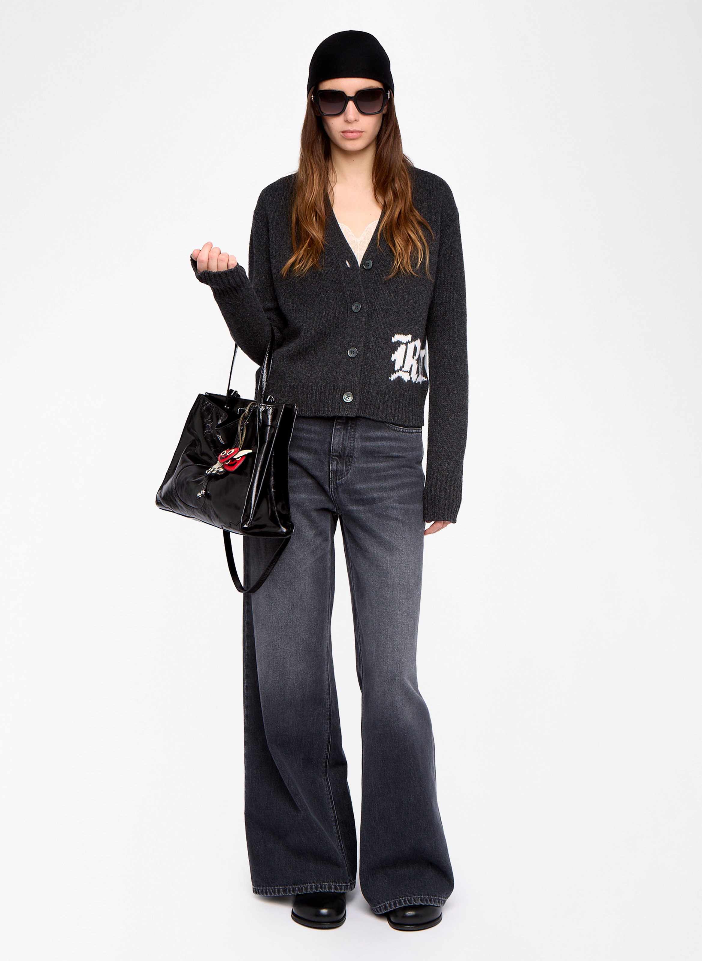 V-Ausschnitt-Knopfleiste aus Wolle ZADIG&VOLTAIRE Grau