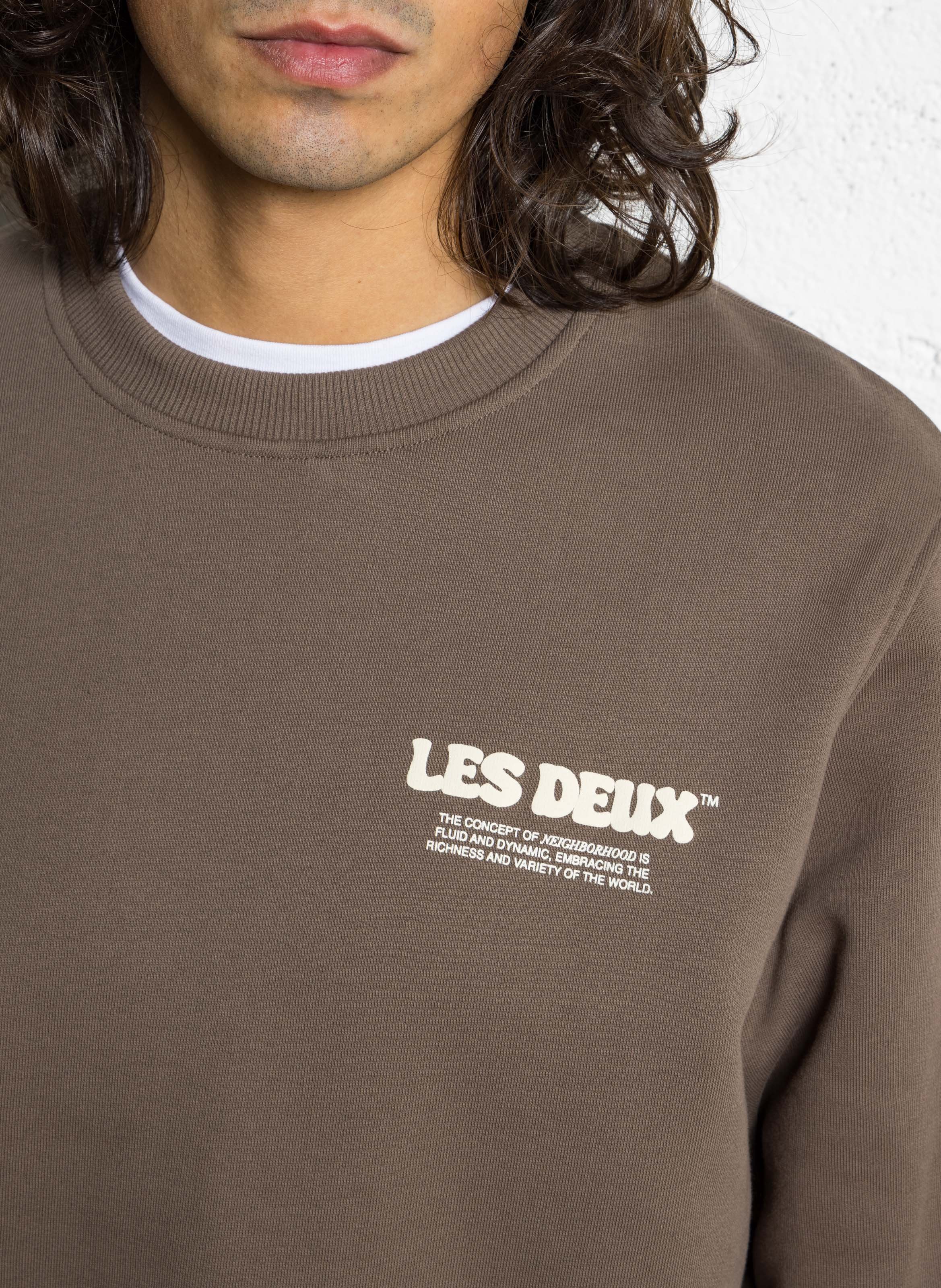 Straight round neck sweatshirt screen printed in organic cotton LES DEUX Beige