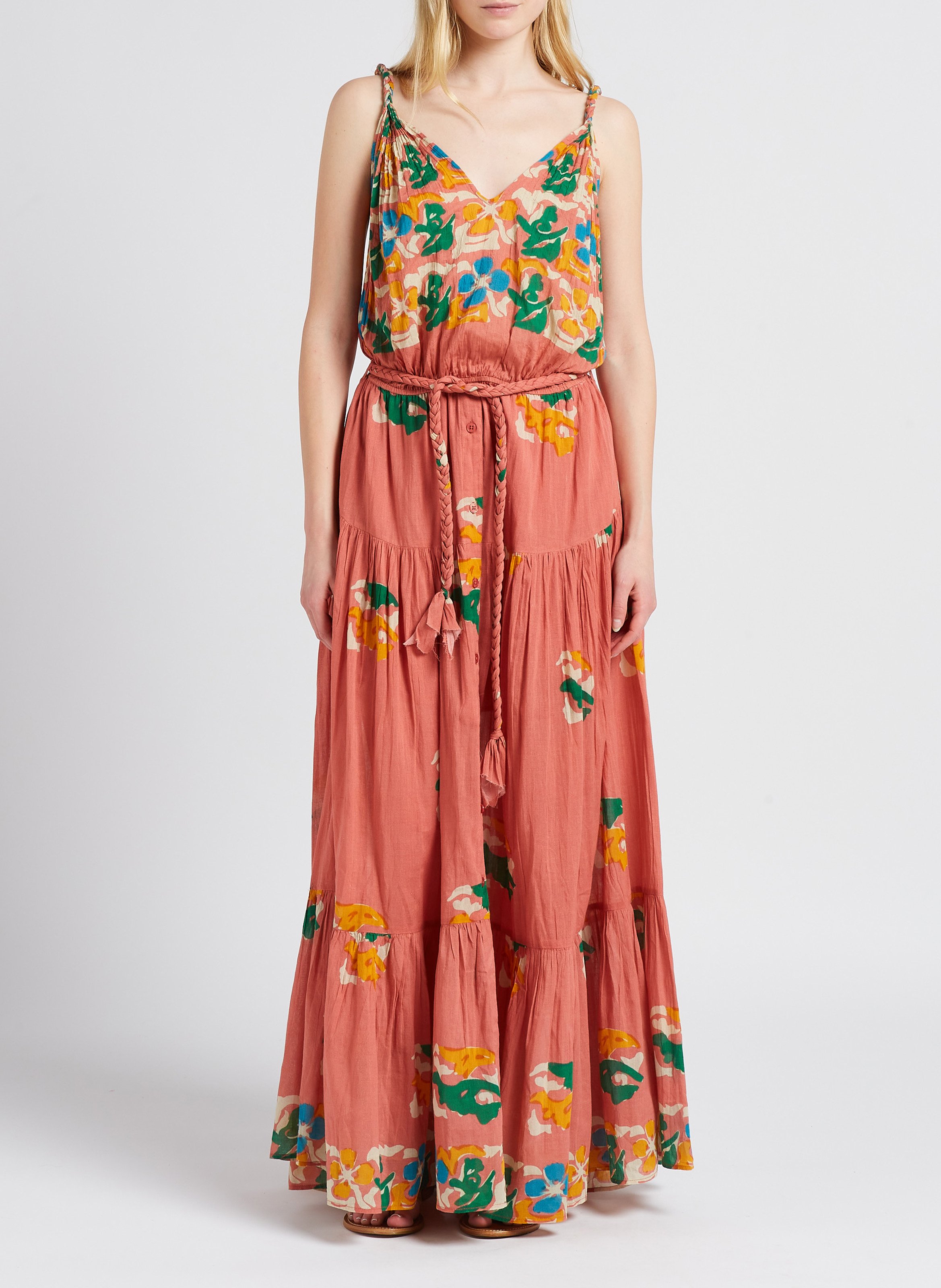 Robe longue col V imprimé floral MES DEMOISELLES Multicolore