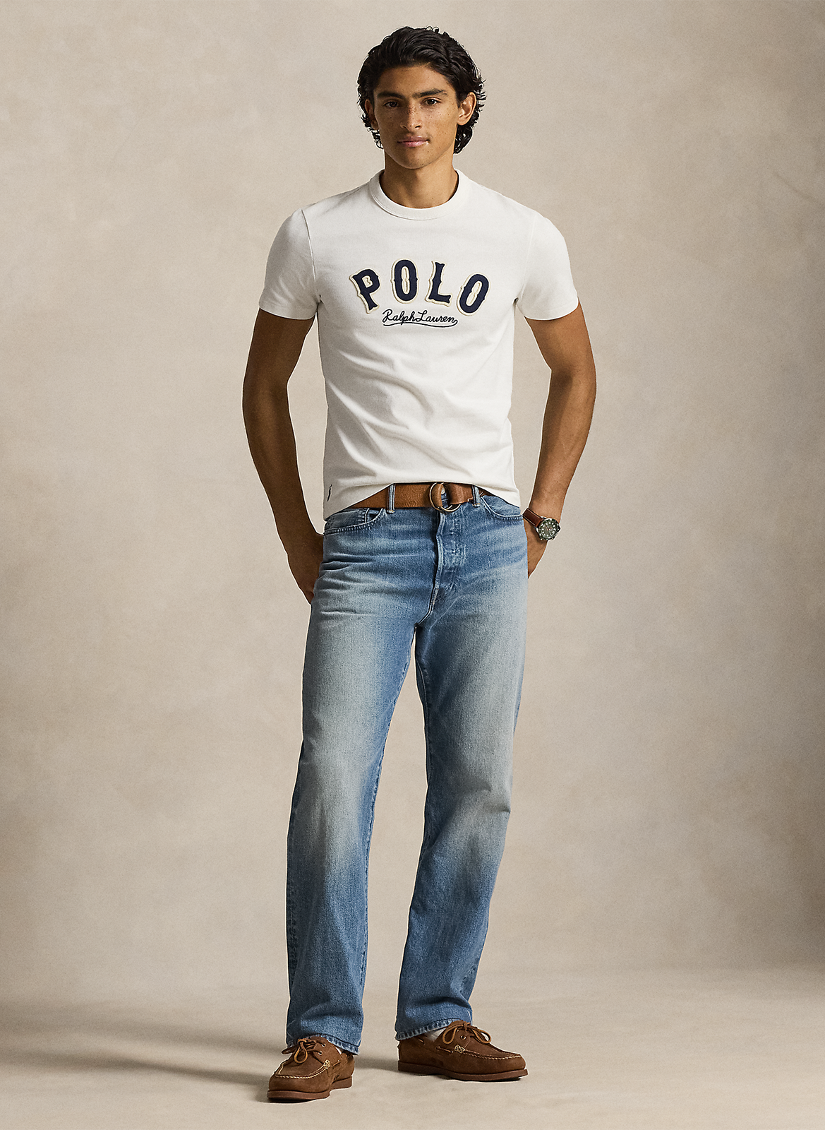 Straight embroidered cotton T-shirt POLO RALPH LAUREN White