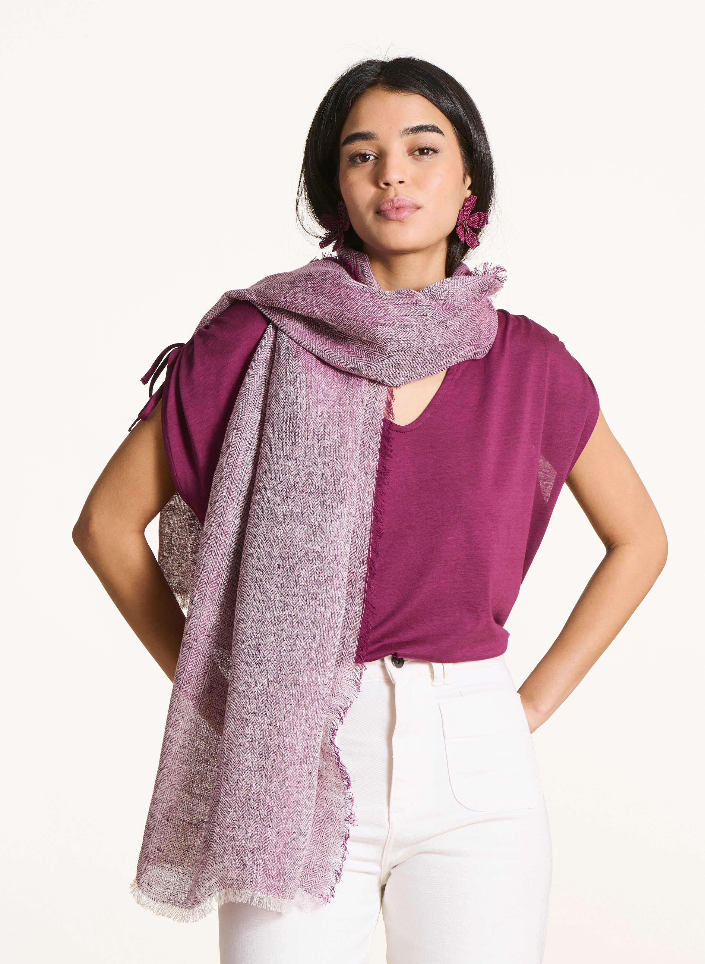 Linen scarf LA FEE MARABOUTEE Purple